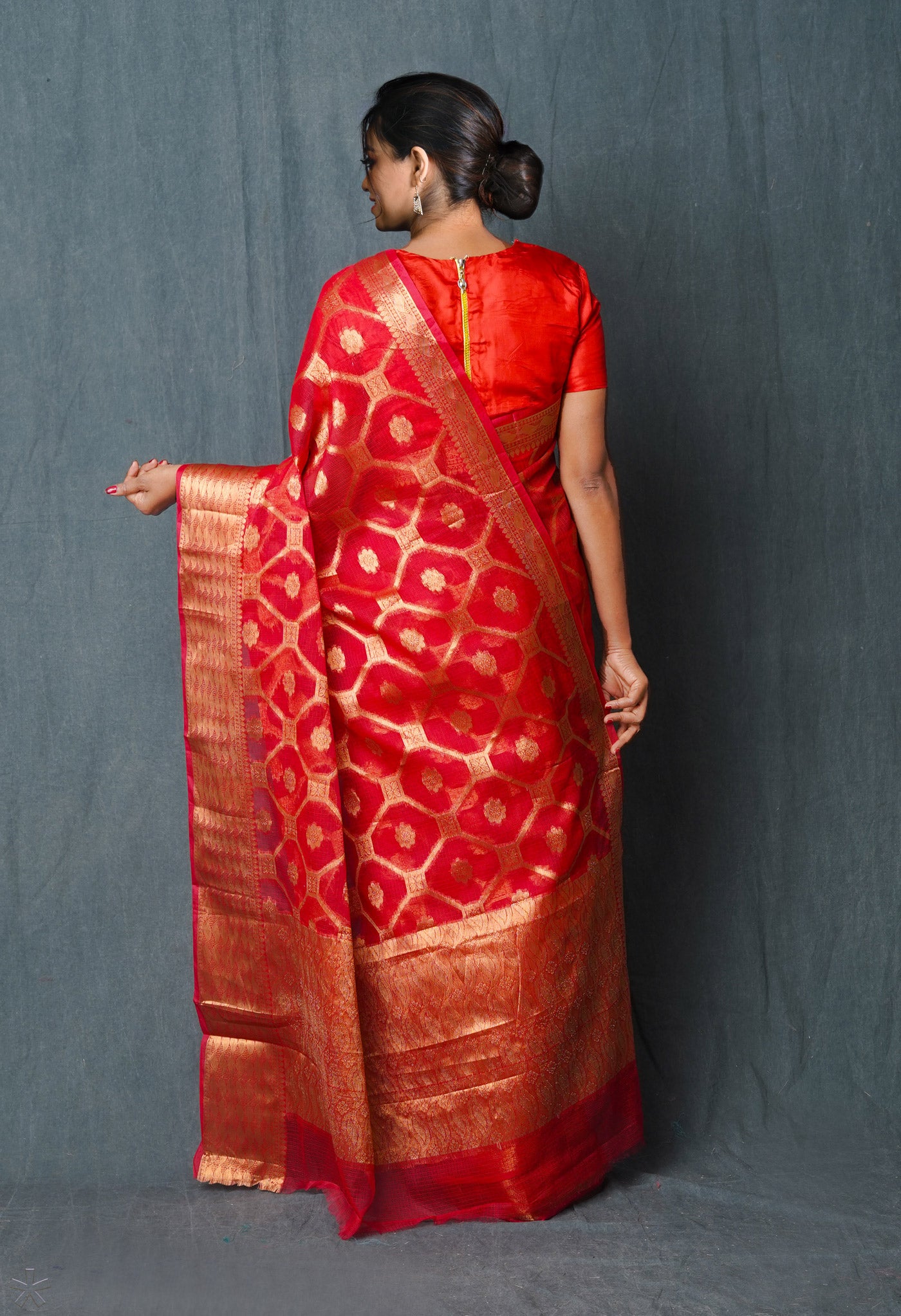 Red Pure Banarasi Kota Cotton Saree