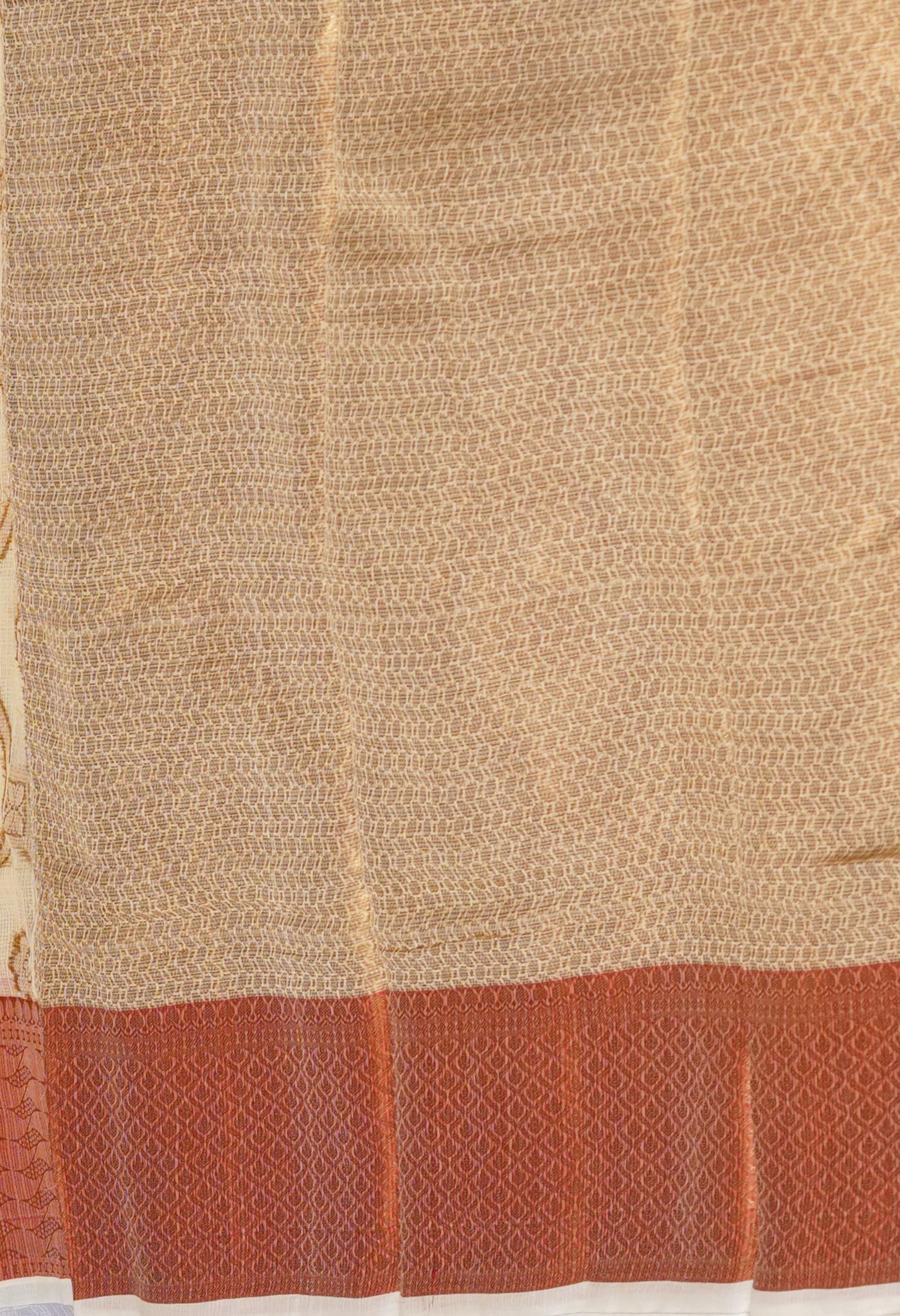 Off White Pure Banarasi Kota Cotton Saree