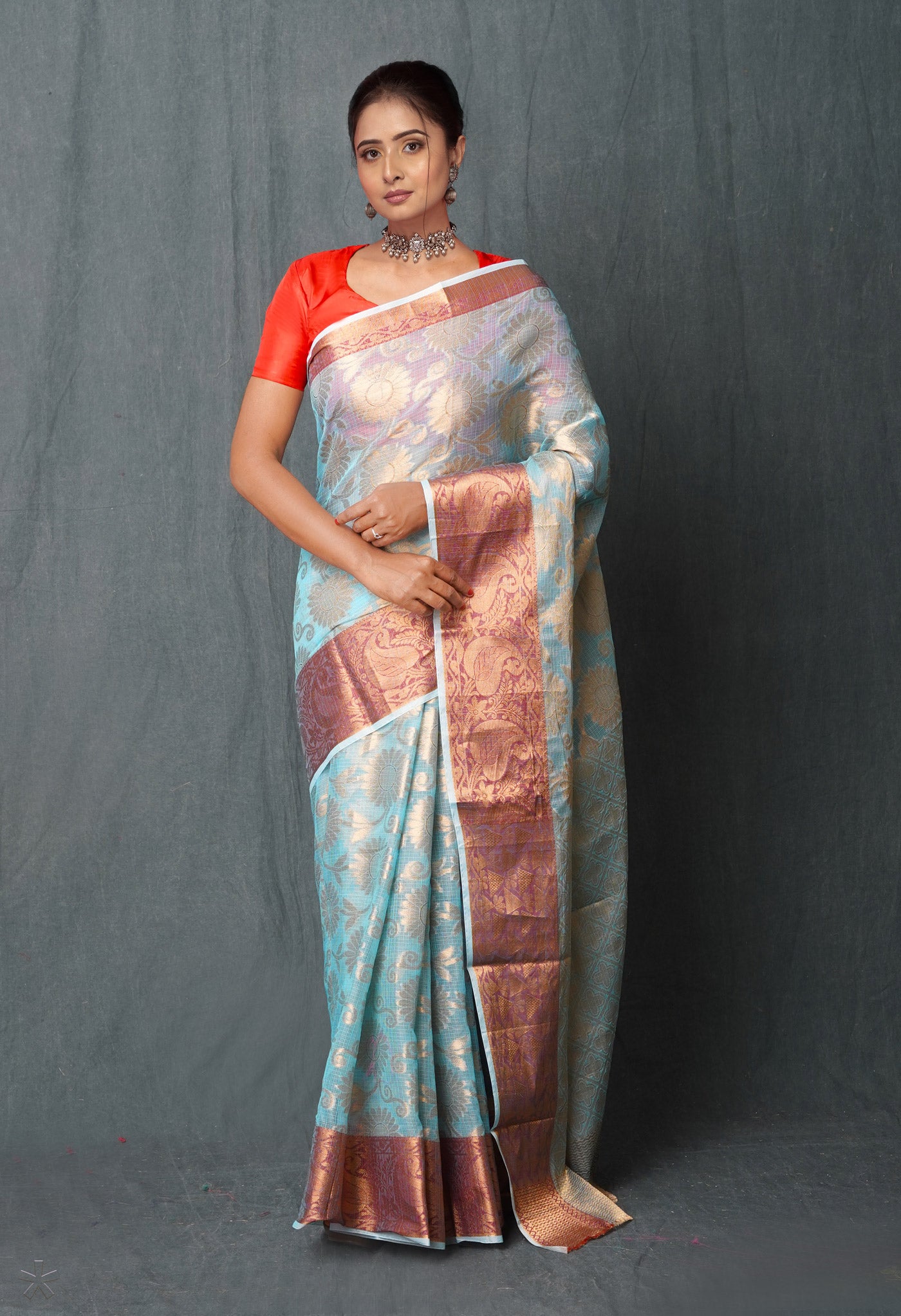 Blue Pure Banarasi Kota Cotton Saree