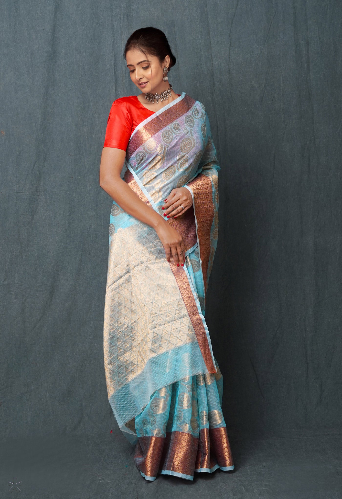 Blue Pure Banarasi Kota Cotton Saree