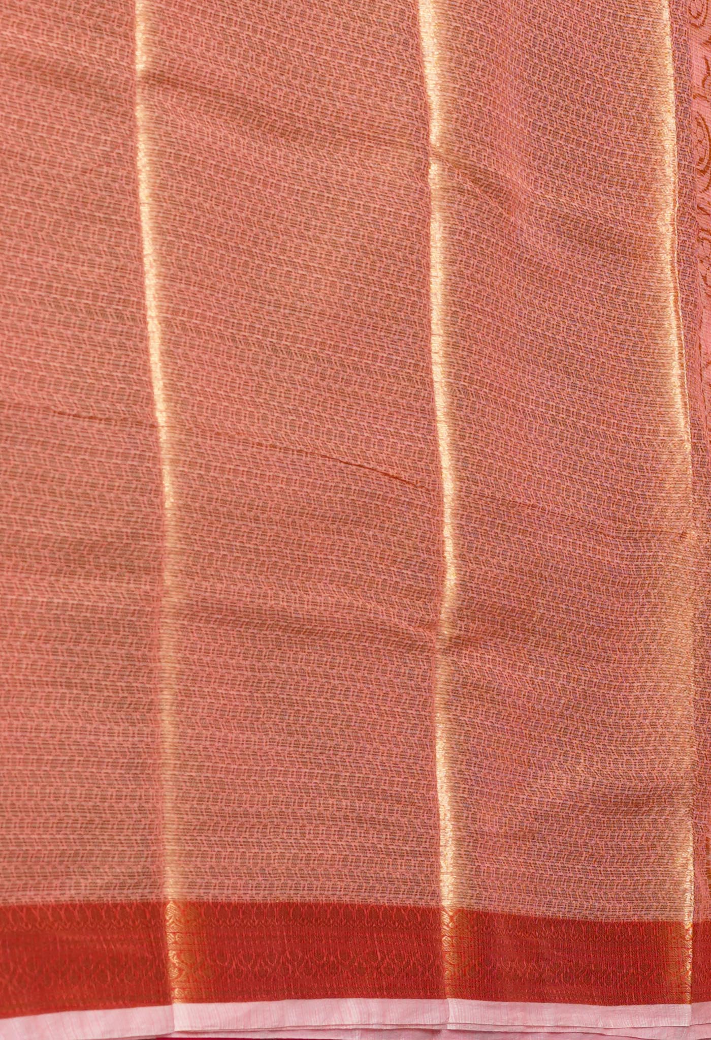 Peach Pink Pure Banarasi Kota Cotton Saree