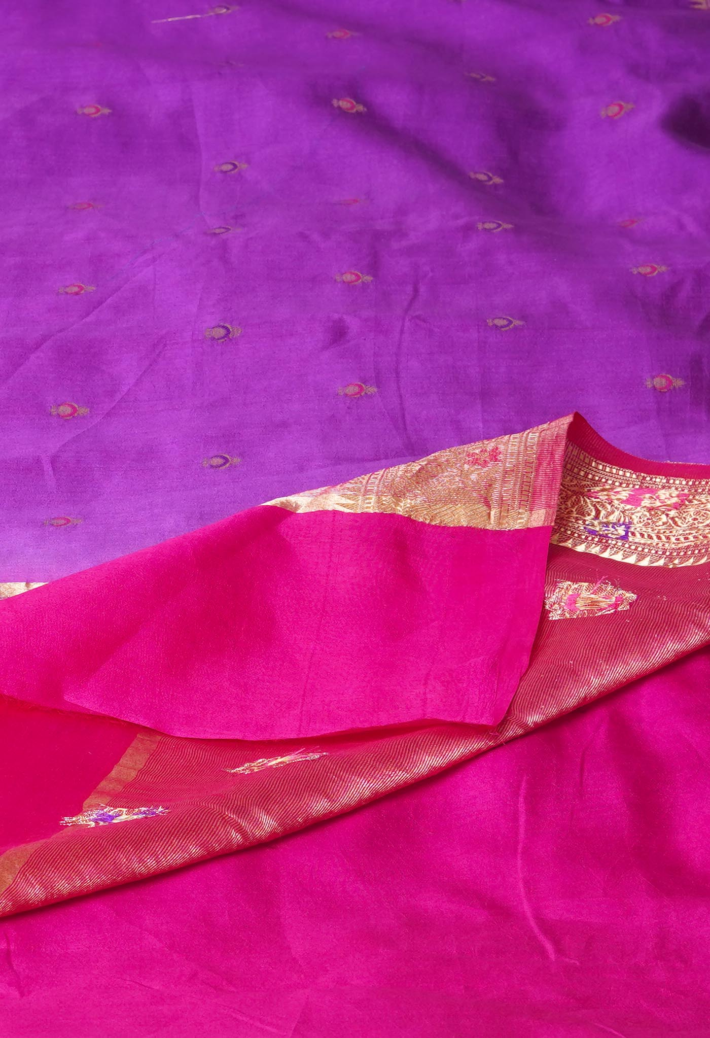 Violet Pure Dyed Banarasi Chiniya Silk Saree-UNM75004