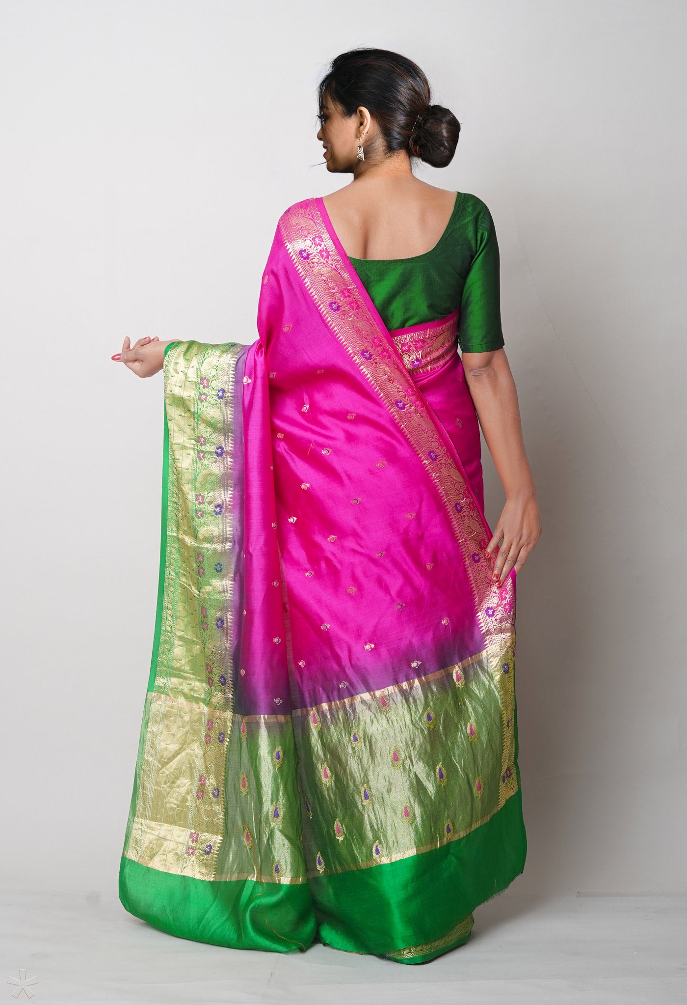 Pink Pure Dyed Banarasi Chiniya Silk Saree-UNM75006