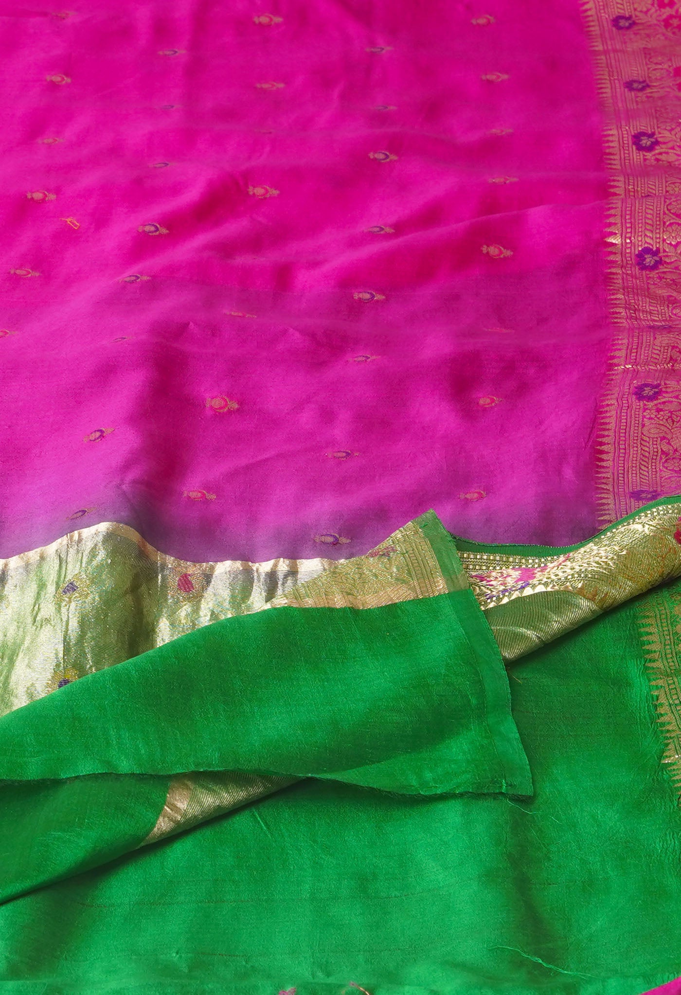 Pink Pure Dyed Banarasi Chiniya Silk Saree-UNM75006