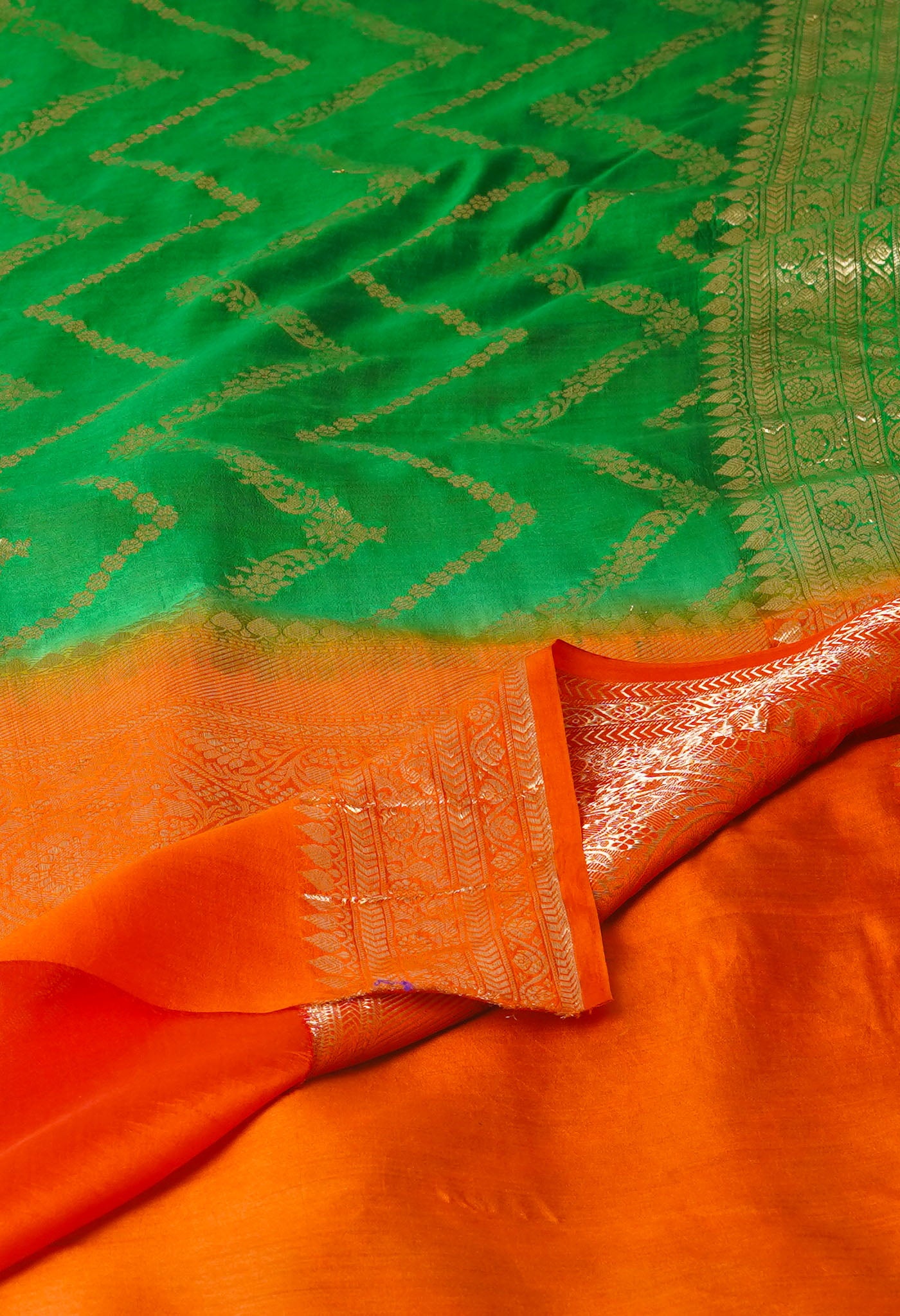 Green Pure Dyed Banarasi Chiniya Silk Saree