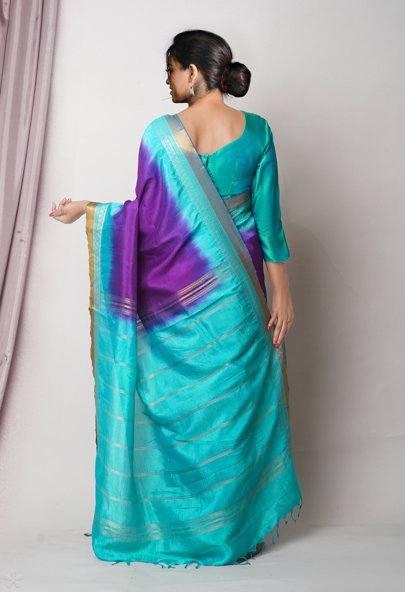 Violet Plain Dyed Silk Saree-UNM75020