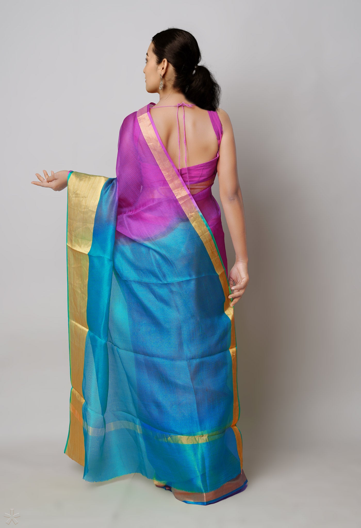 Violet-Blue Pure Dyed Kota Silk Saree-UNM75031