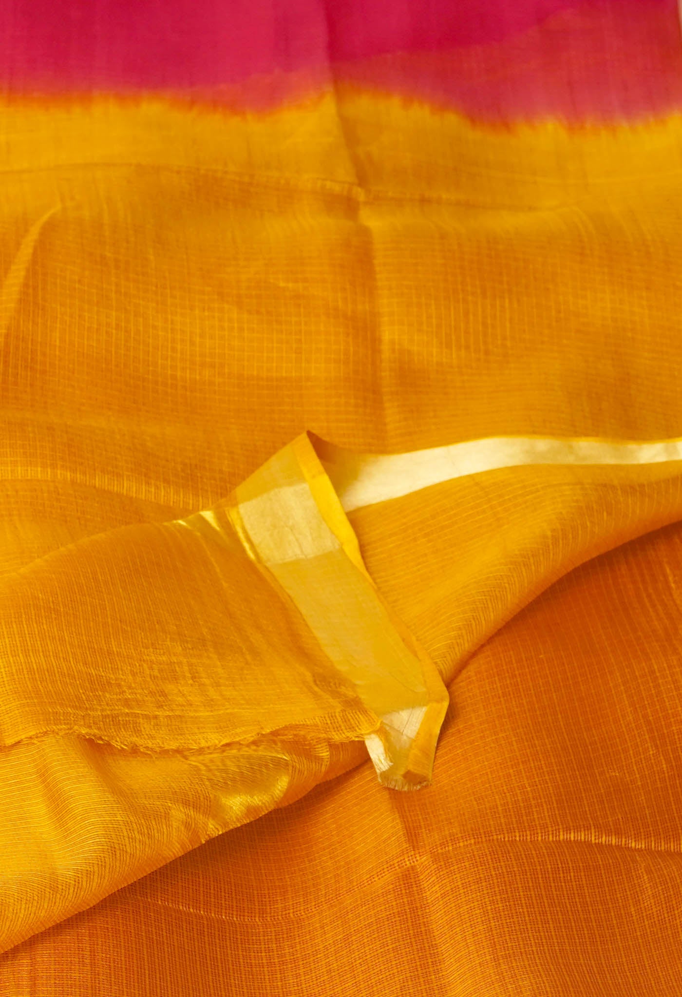 Red-Mustard Yellow Pure Dyed Kota Silk Saree-UNM75033