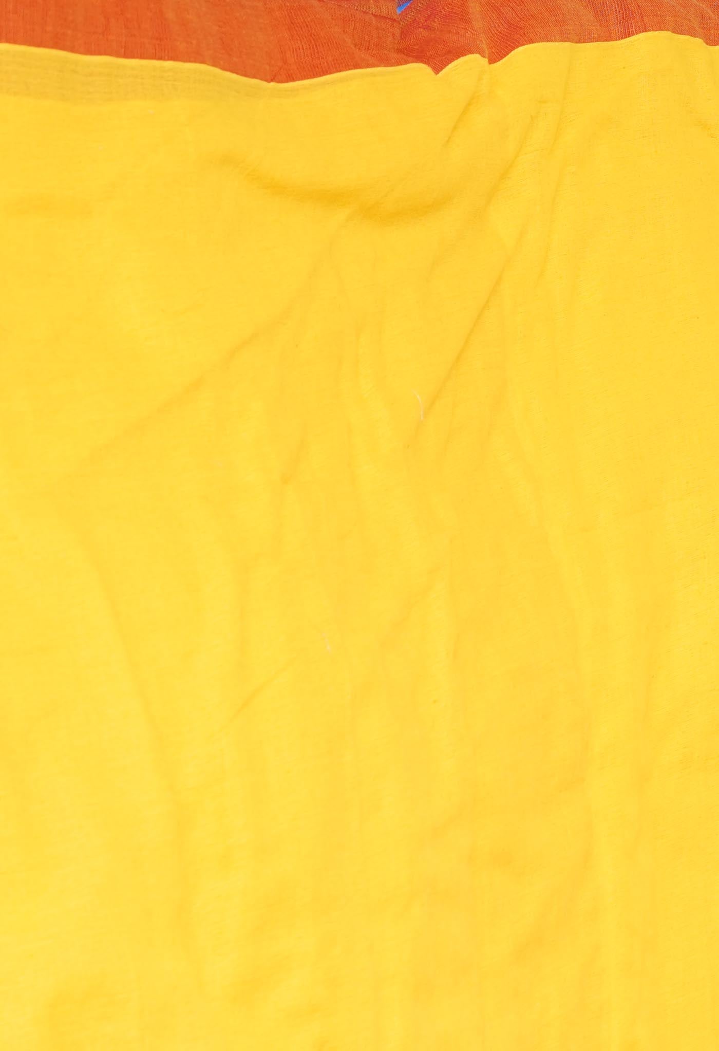 Yellow Pure Plain Cotton Linen Saree