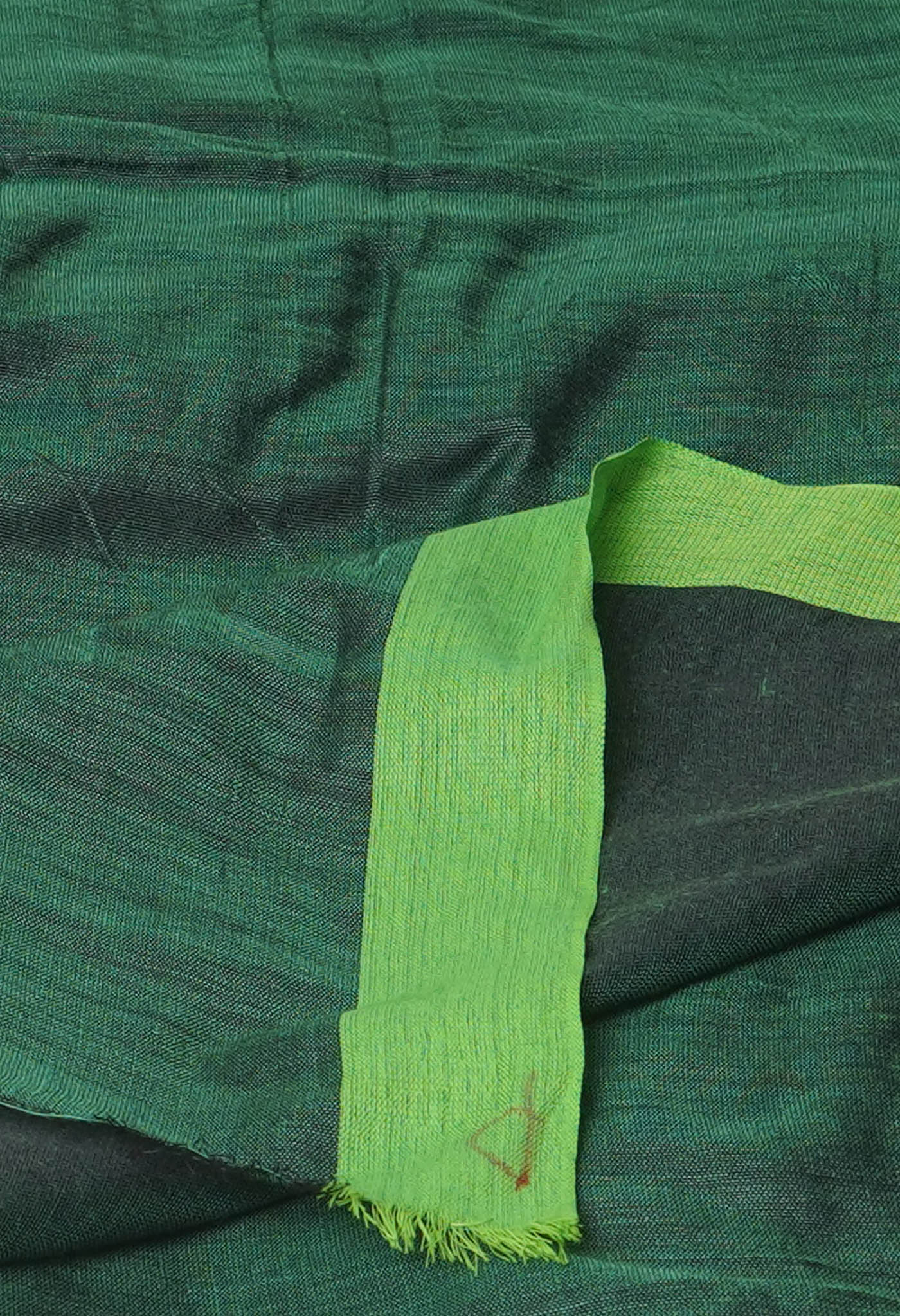 Green Pure Plain Cotton Linen Saree