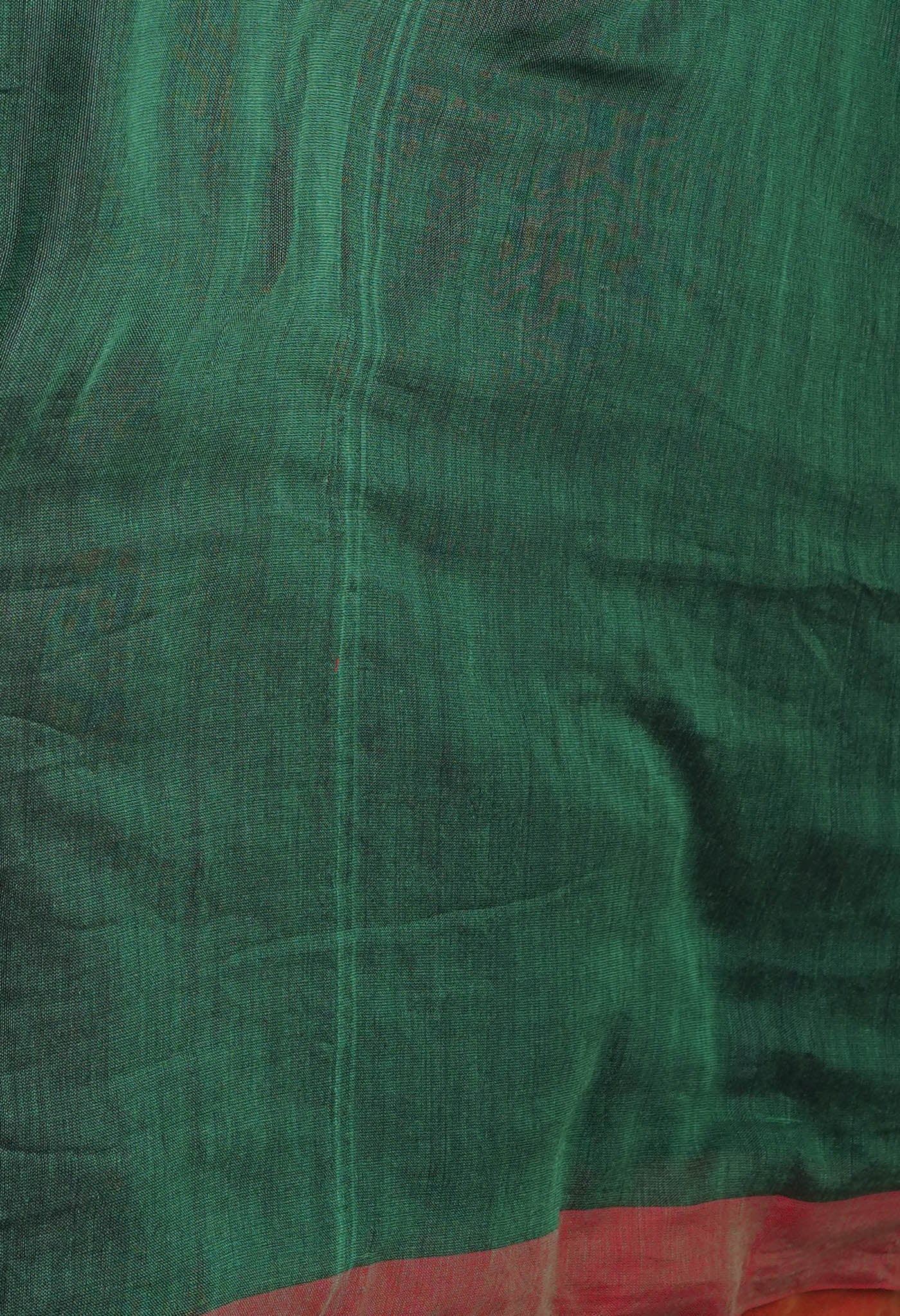 Green Pure Plain Cotton Linen Saree-UNM75048