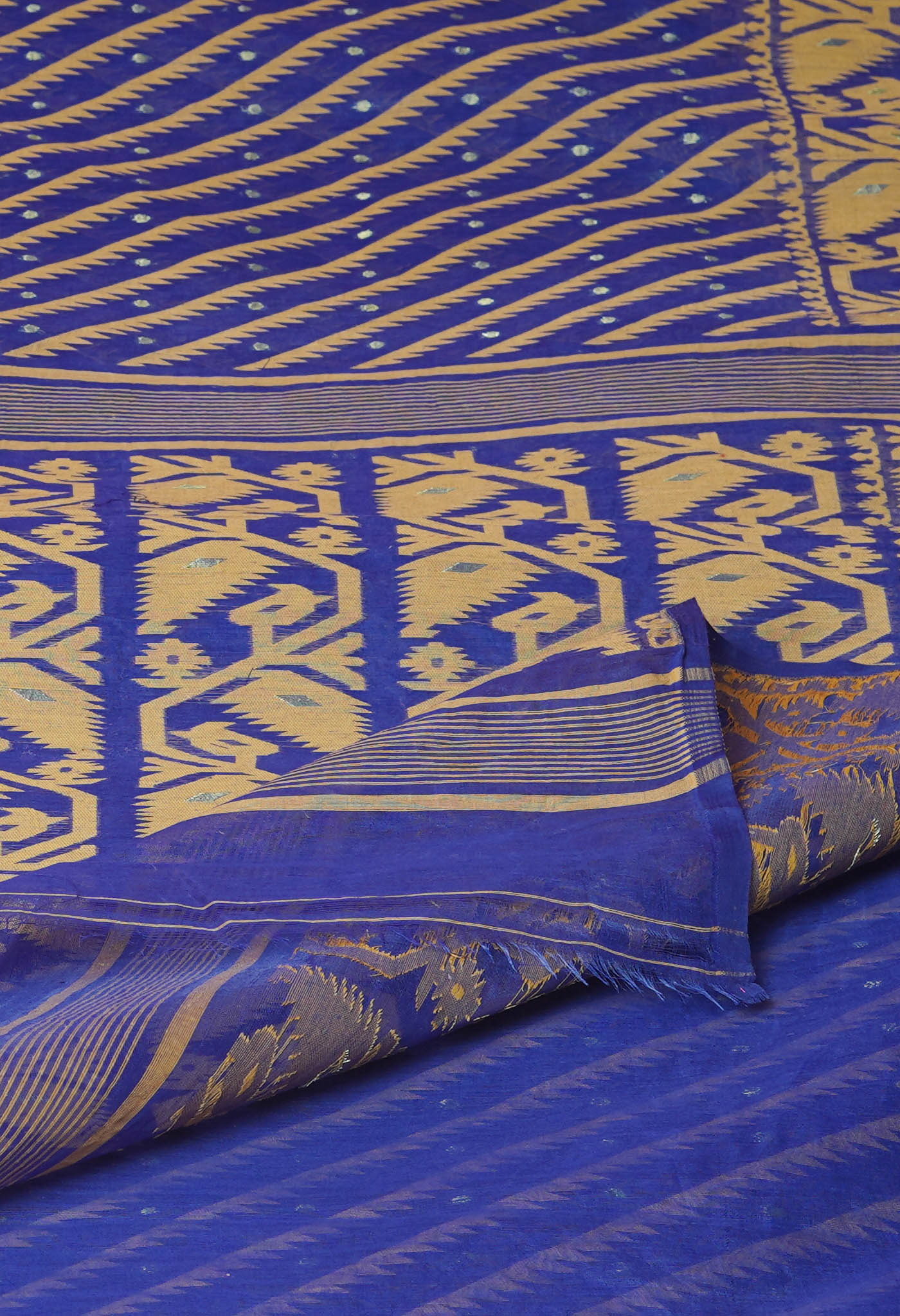 Blue Pure Jamdhani Bengal Cotton Saree