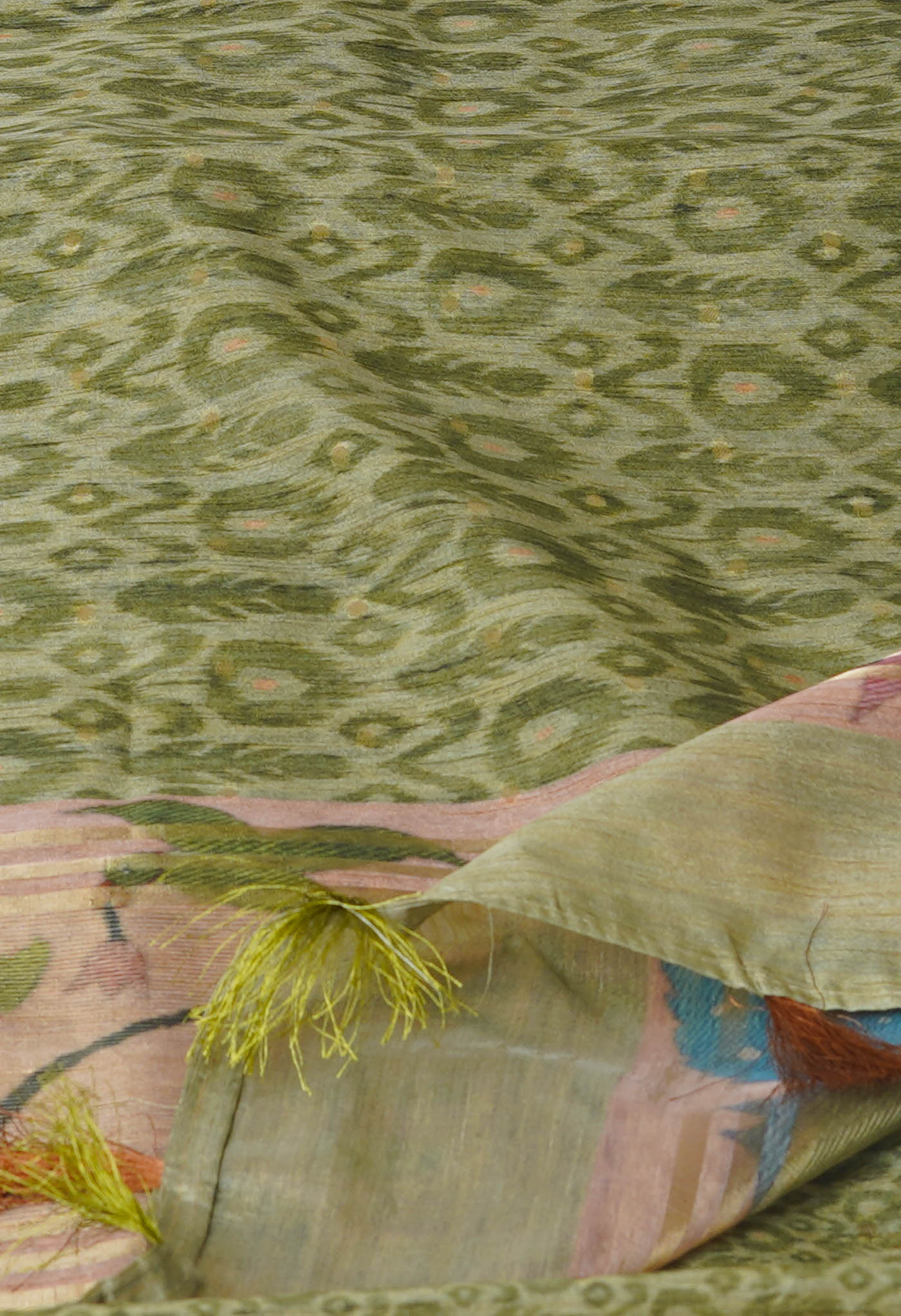 Pale Green Dupion Digital Printed Banarasi Silk Saree
