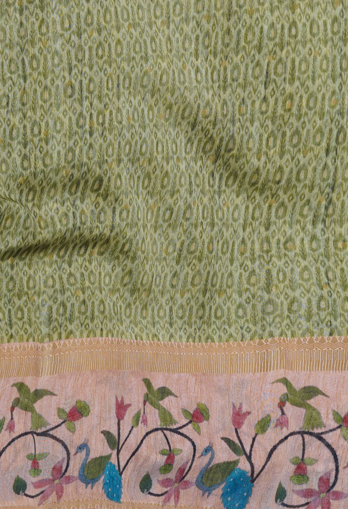 Pale Green Dupion Digital Printed Banarasi Silk Saree