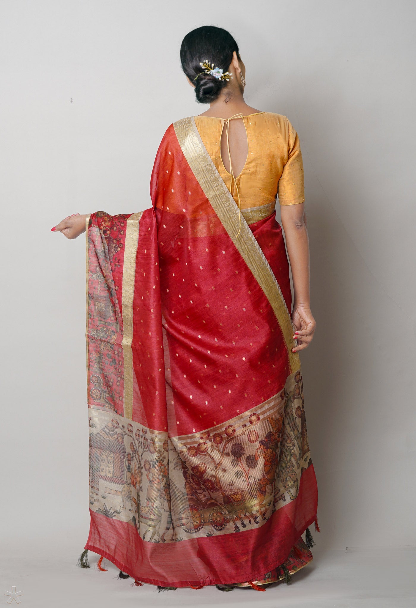 Red Dupion Digital Printed Banarasi Silk Saree-UNM75220
