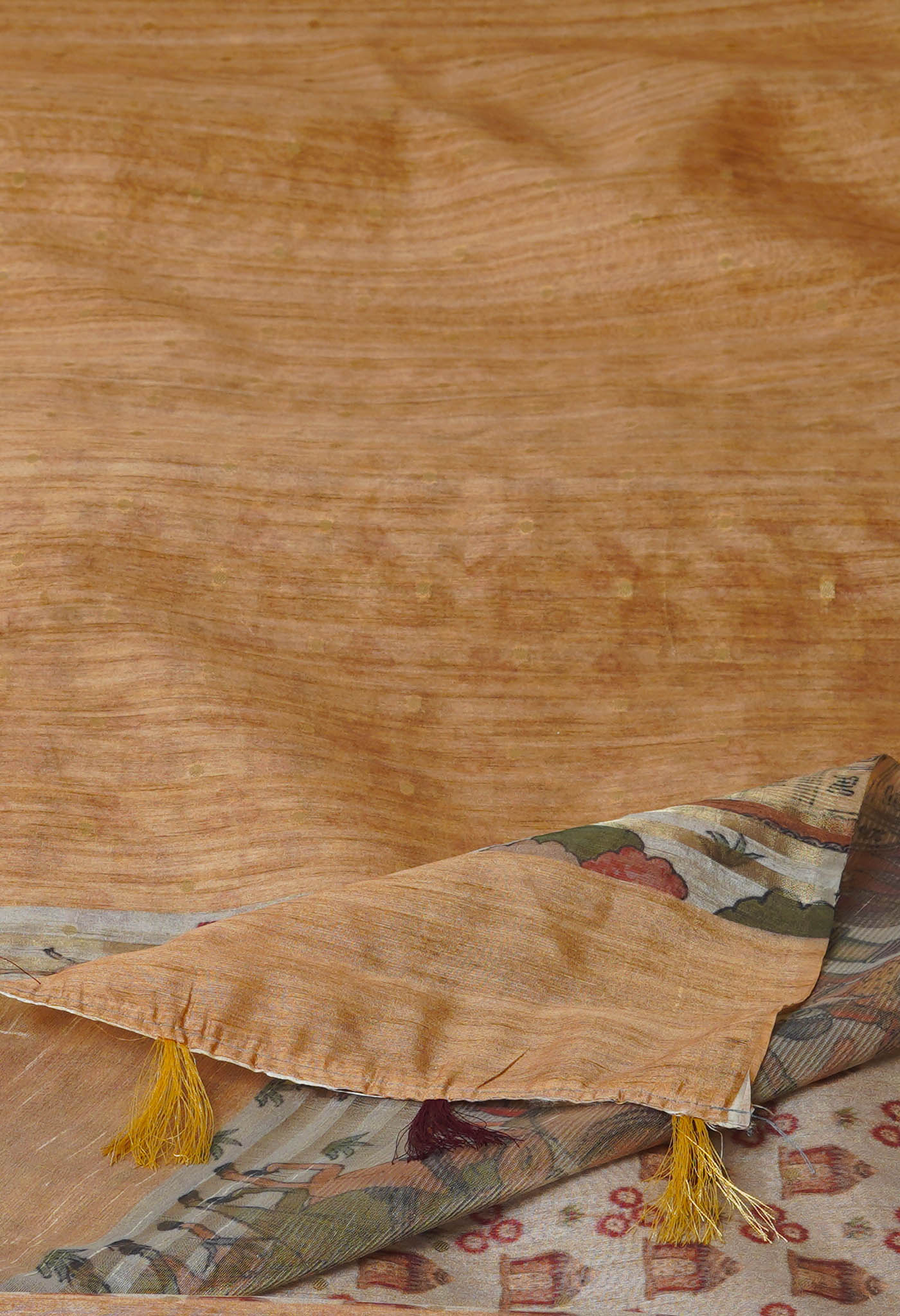 Honey Yellow Dupion Digital Printed Banarasi Silk Saree-UNM75221