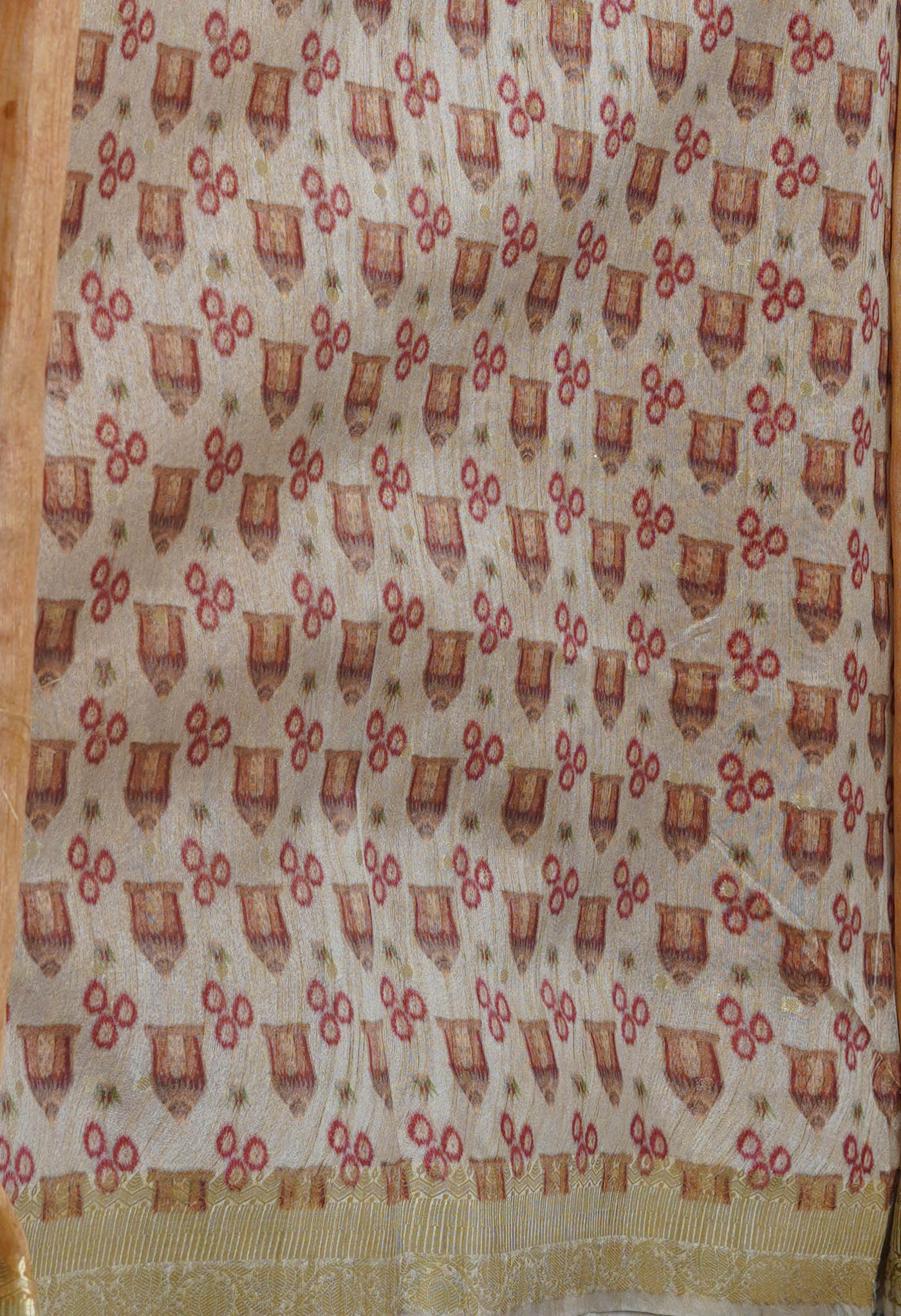 Honey Yellow Dupion Digital Printed Banarasi Silk Saree-UNM75221