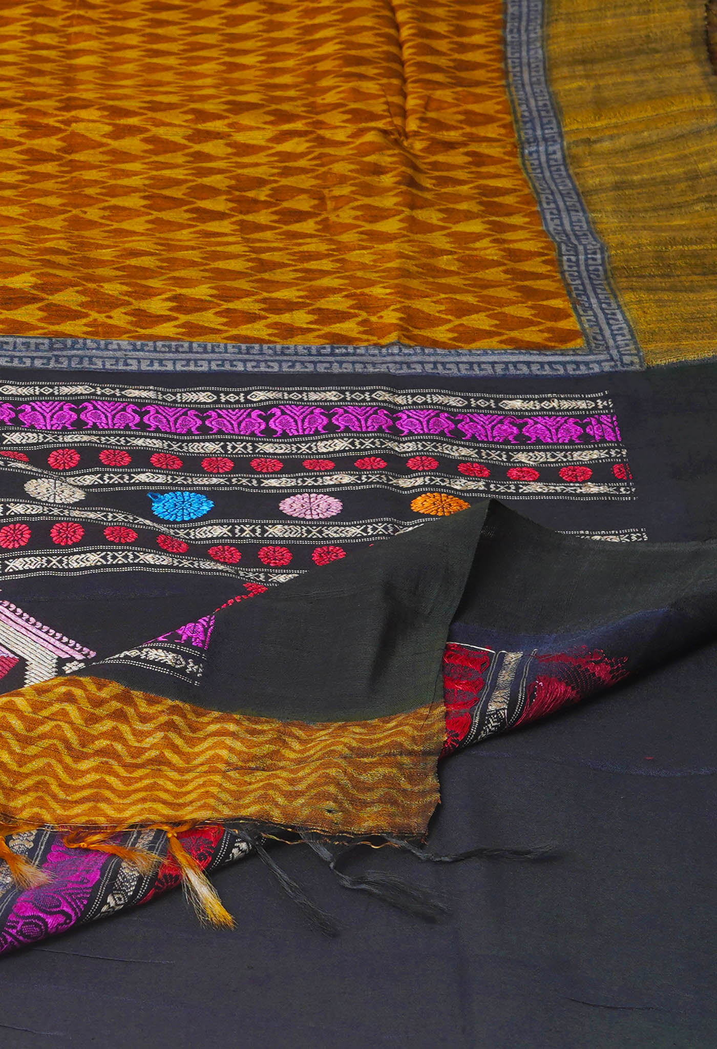 Cream Pure Handloom Printed Vidarbha Tussar Silk Saree