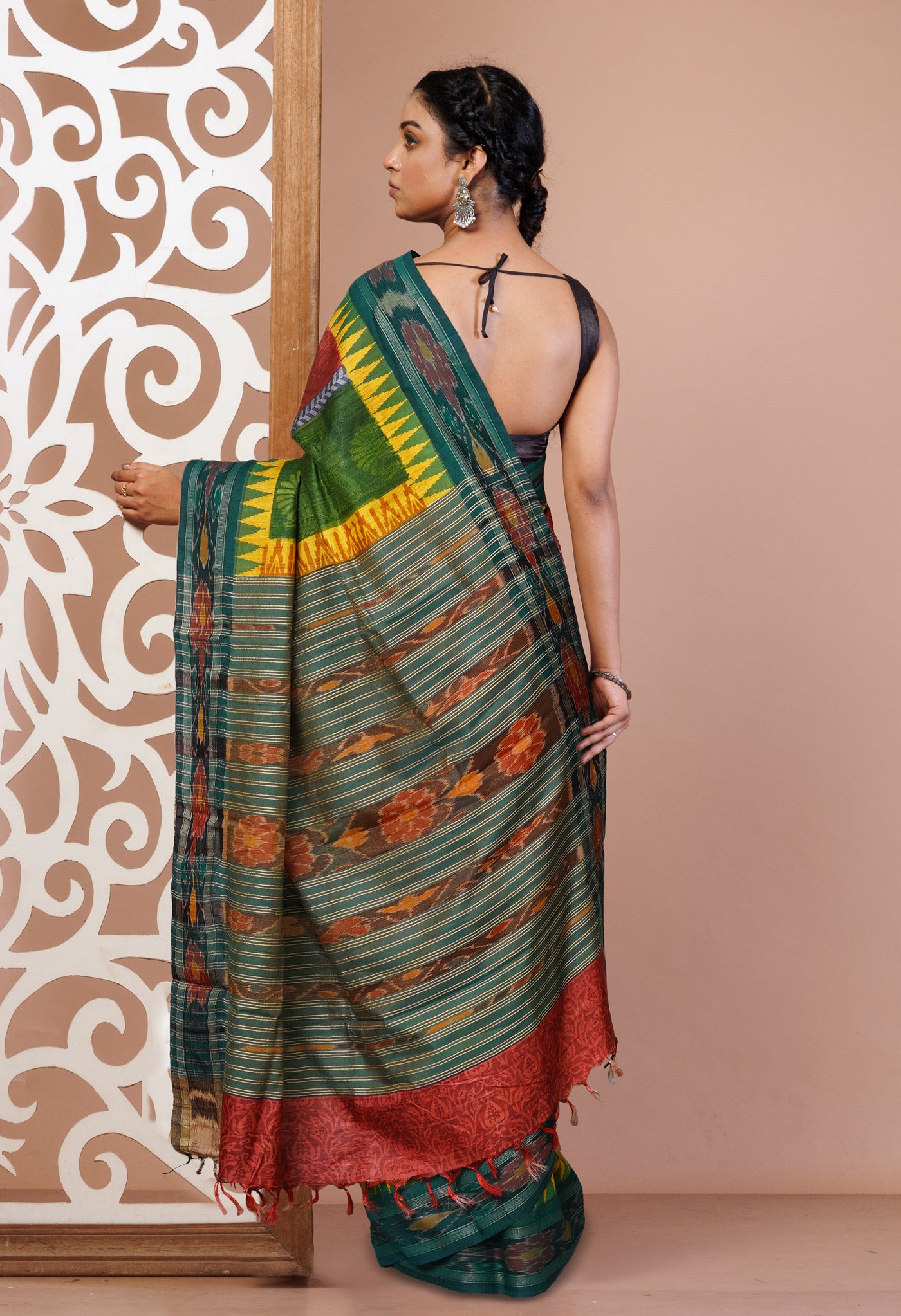 Burgundy Pure Handloom Printed Vidarbha Tussar Silk Saree-UNM75239
