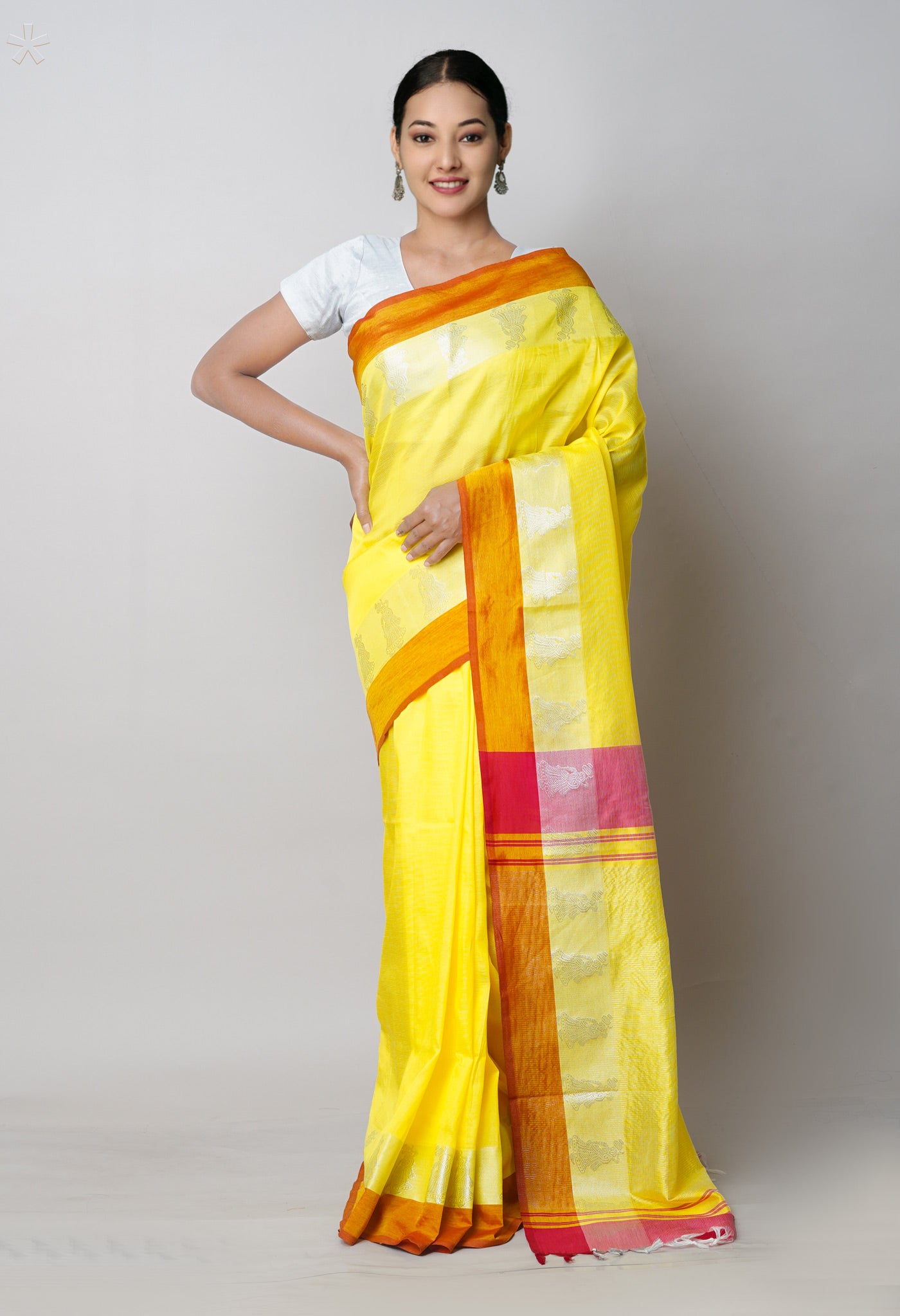 Yellow Pure Handloom Chettinad Silk Saree