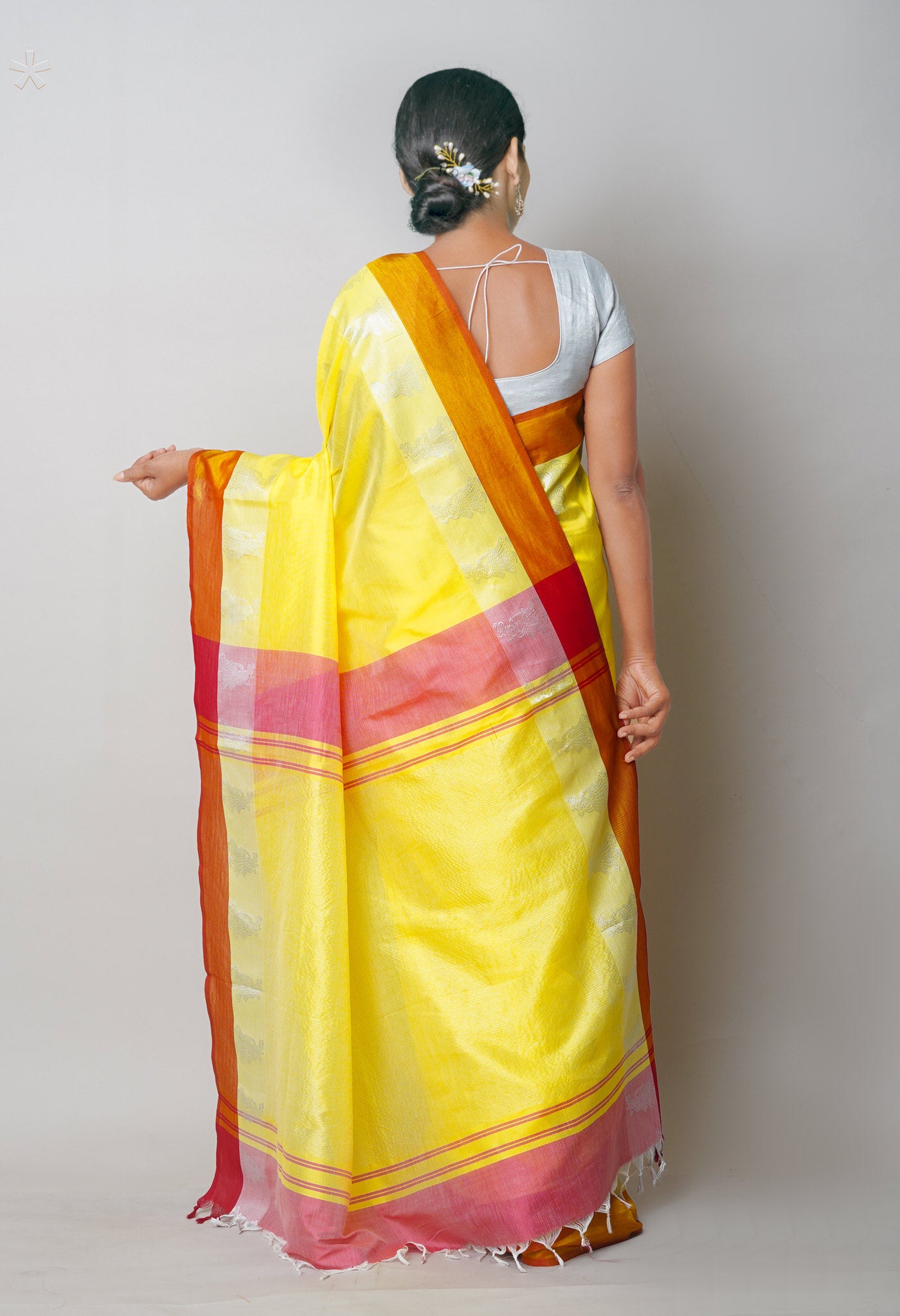 Yellow Pure Handloom Chettinad Silk Saree