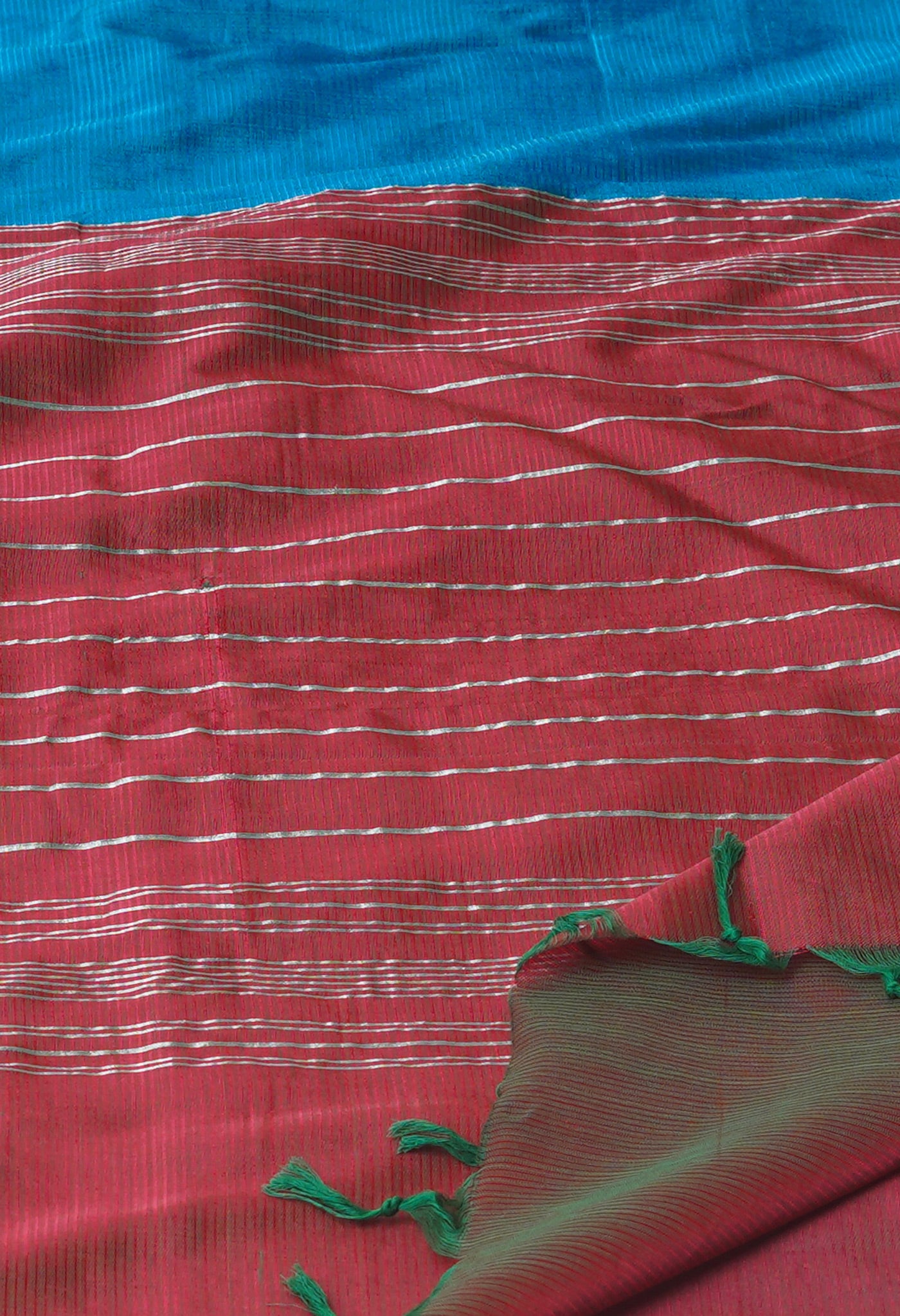 Peacock Blue Pure Handloom Mangalgiri Silk Saree-UNM75263