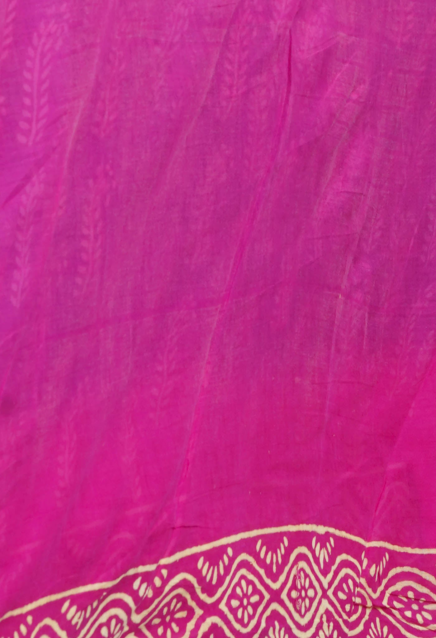 Blue-Pink Pure Contrast Dye Discharge Hand Block Printed Superfine Mulmul Cotton Saree