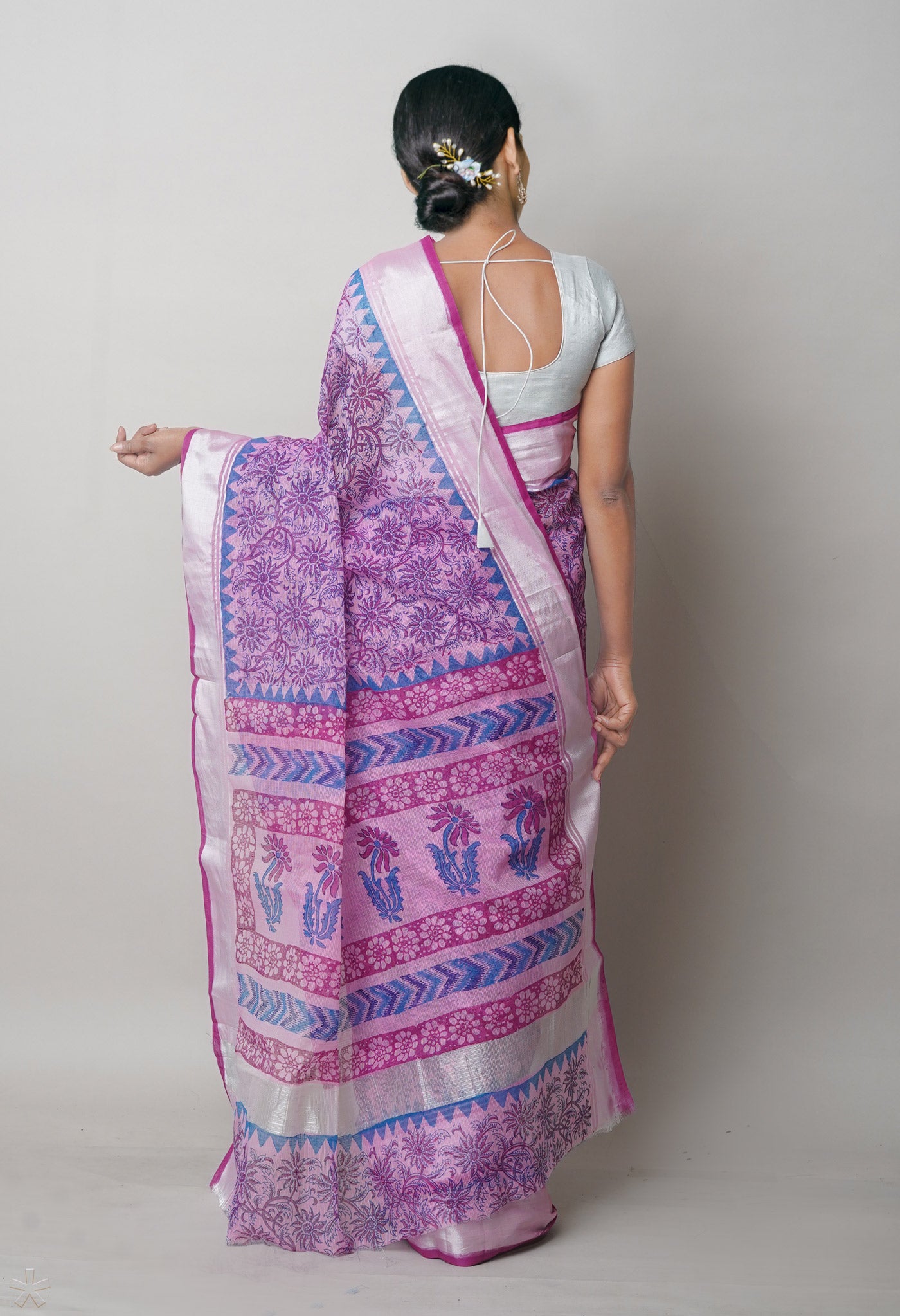 Pink Pure Block Printed Kota Cotton Saree-UNM75328