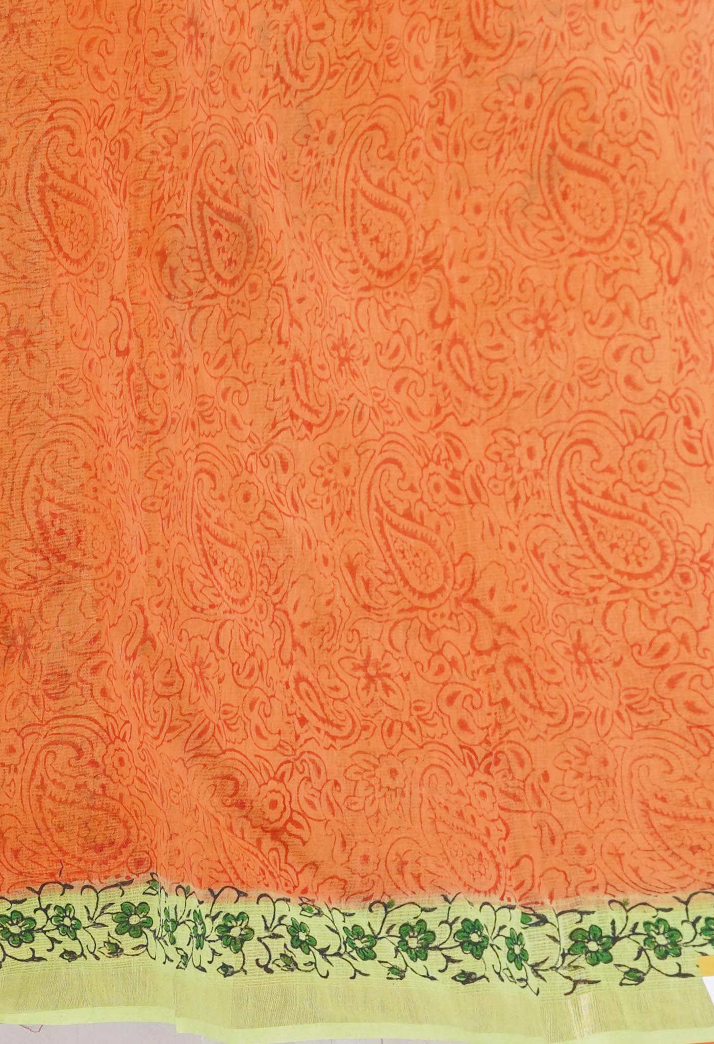 Parrot Green Pure Block Printed Kota Cotton Saree-UNM75339