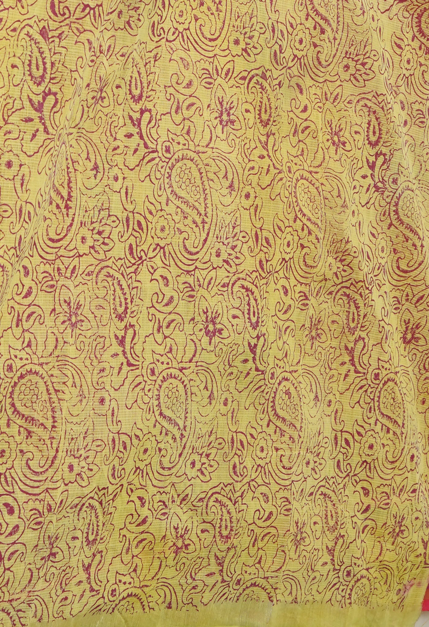 Red Pure Block Printed Kota Cotton Saree-UNM75347
