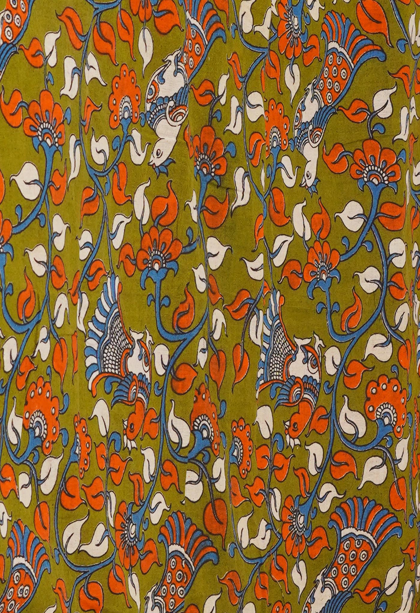 Orange Pure Block Printed Kota Cotton Saree With Cotton Printed Blouse Piece