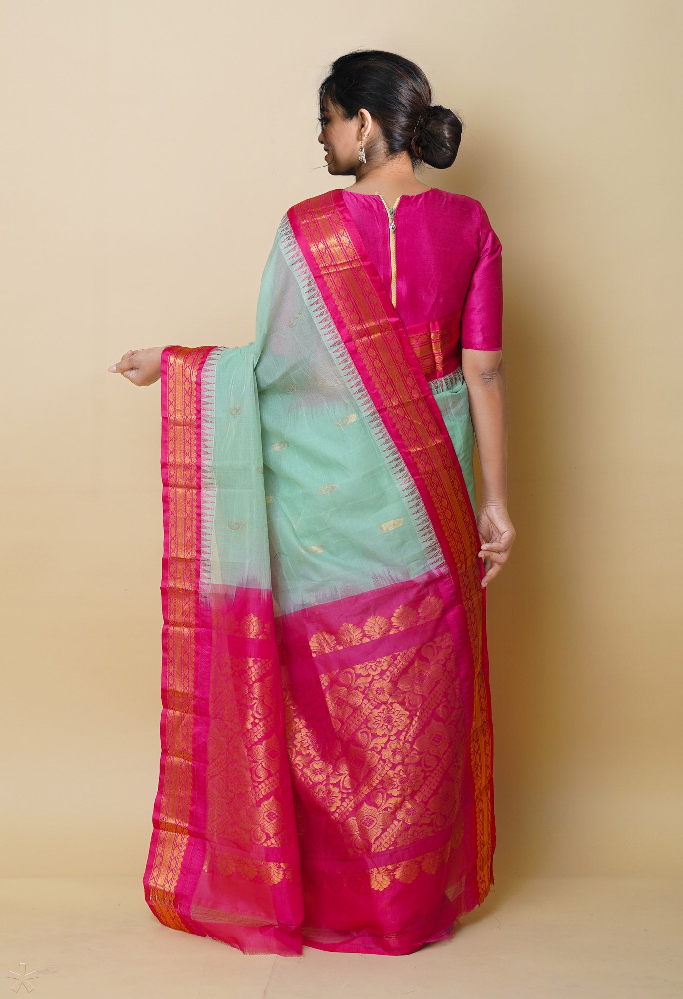Green Pure Handcrafted Gadwal cotton Saree