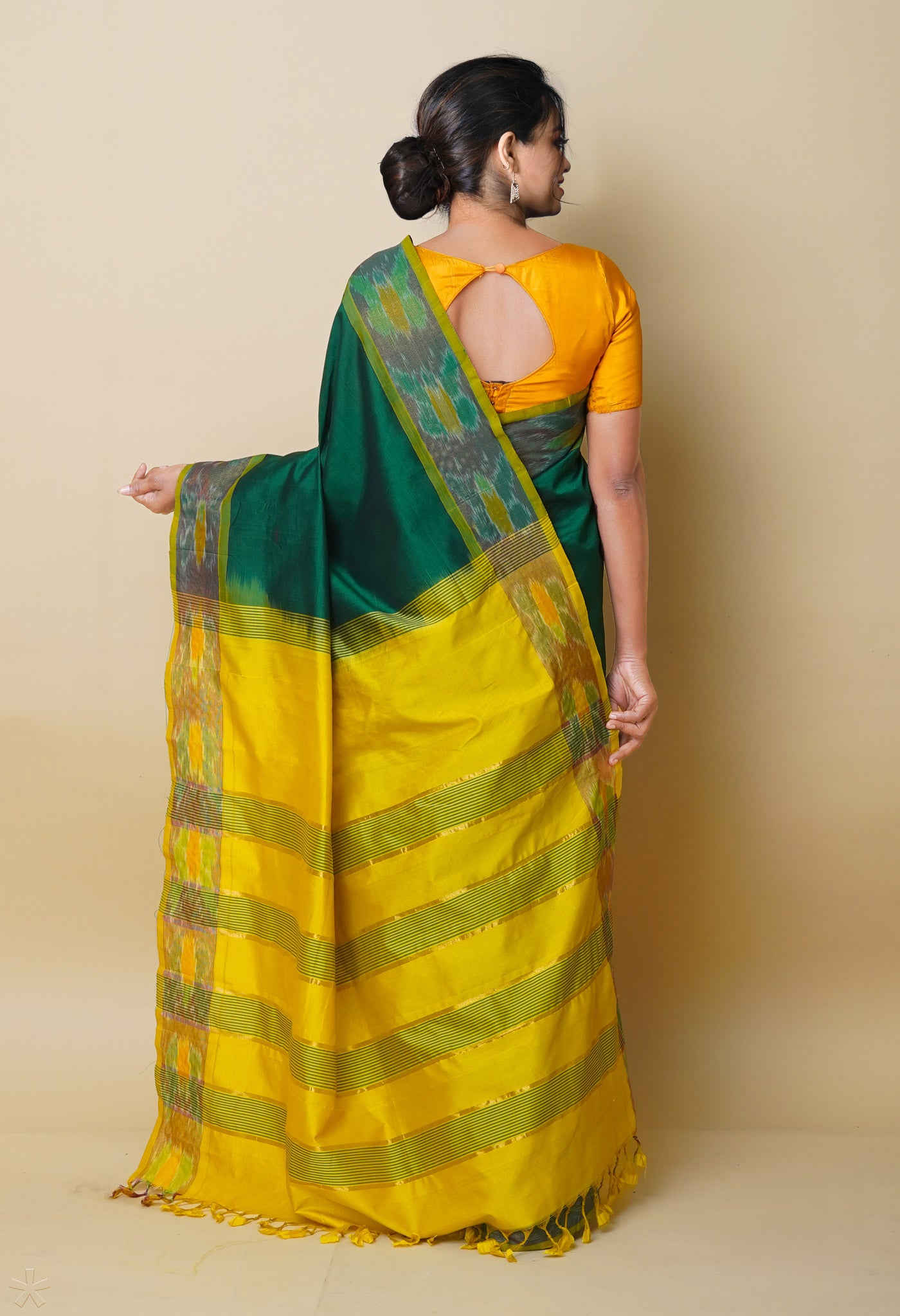 Green Pochampally Cotton Silk Saree