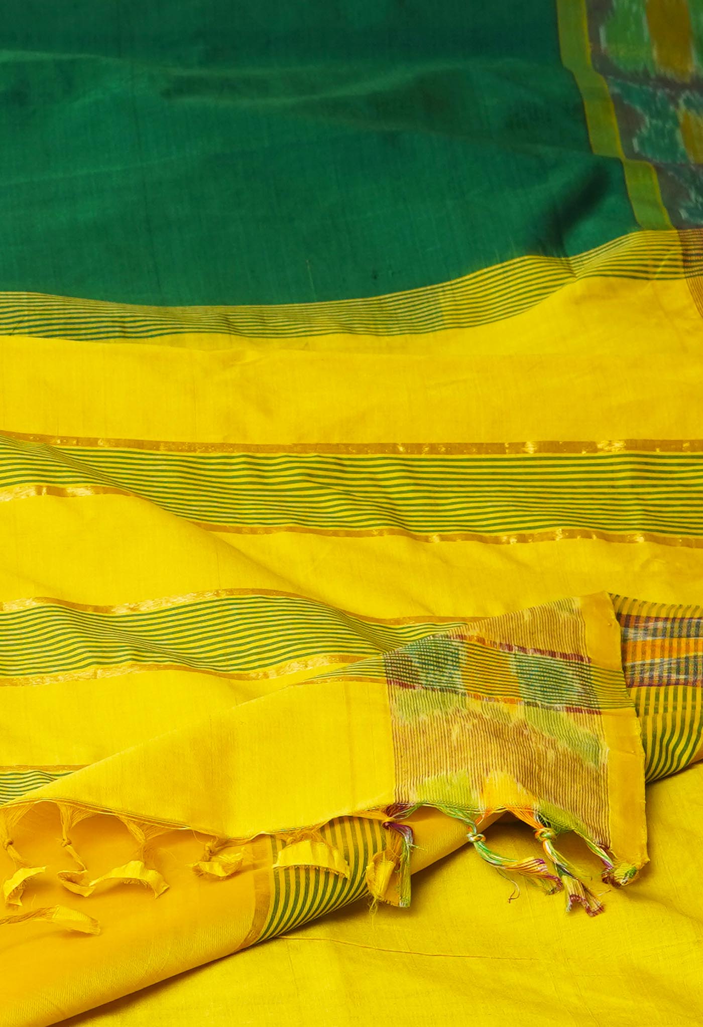 Green Pochampally Cotton Silk Saree