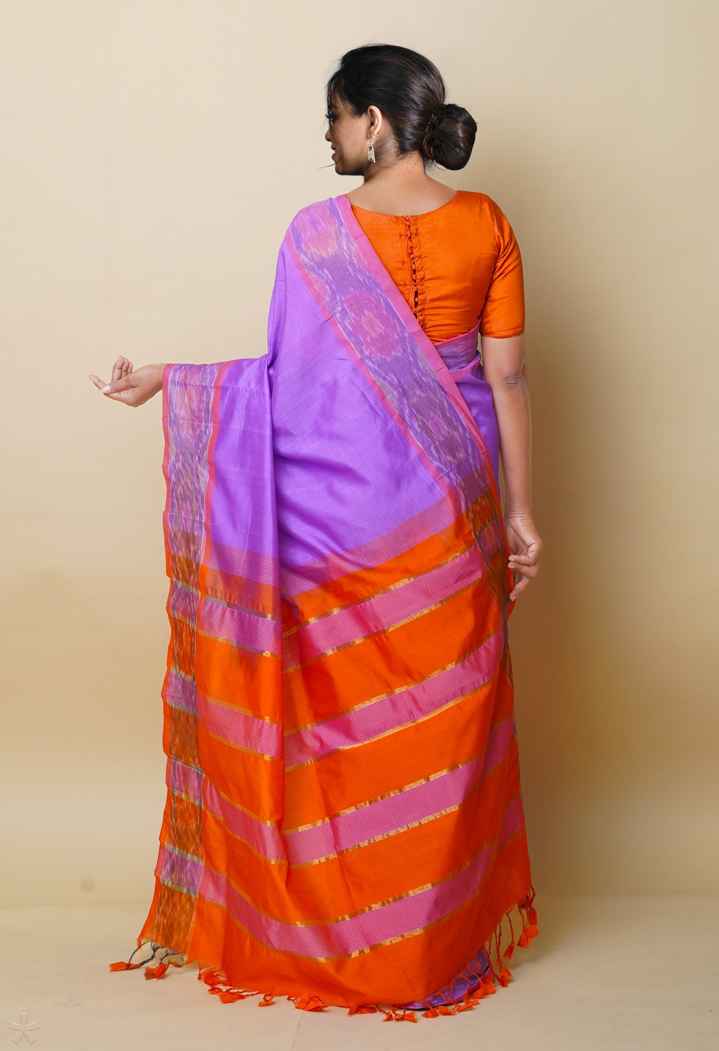 Pale Pink Pochampally Cotton Silk Saree
