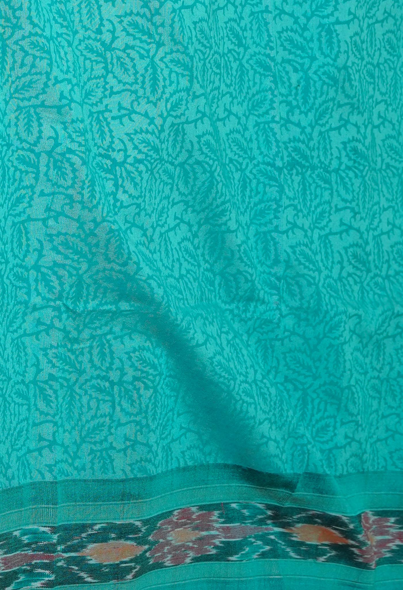 Blue Pure Handloom Hand Block Printed Vidarbha Tussar Silk Saree