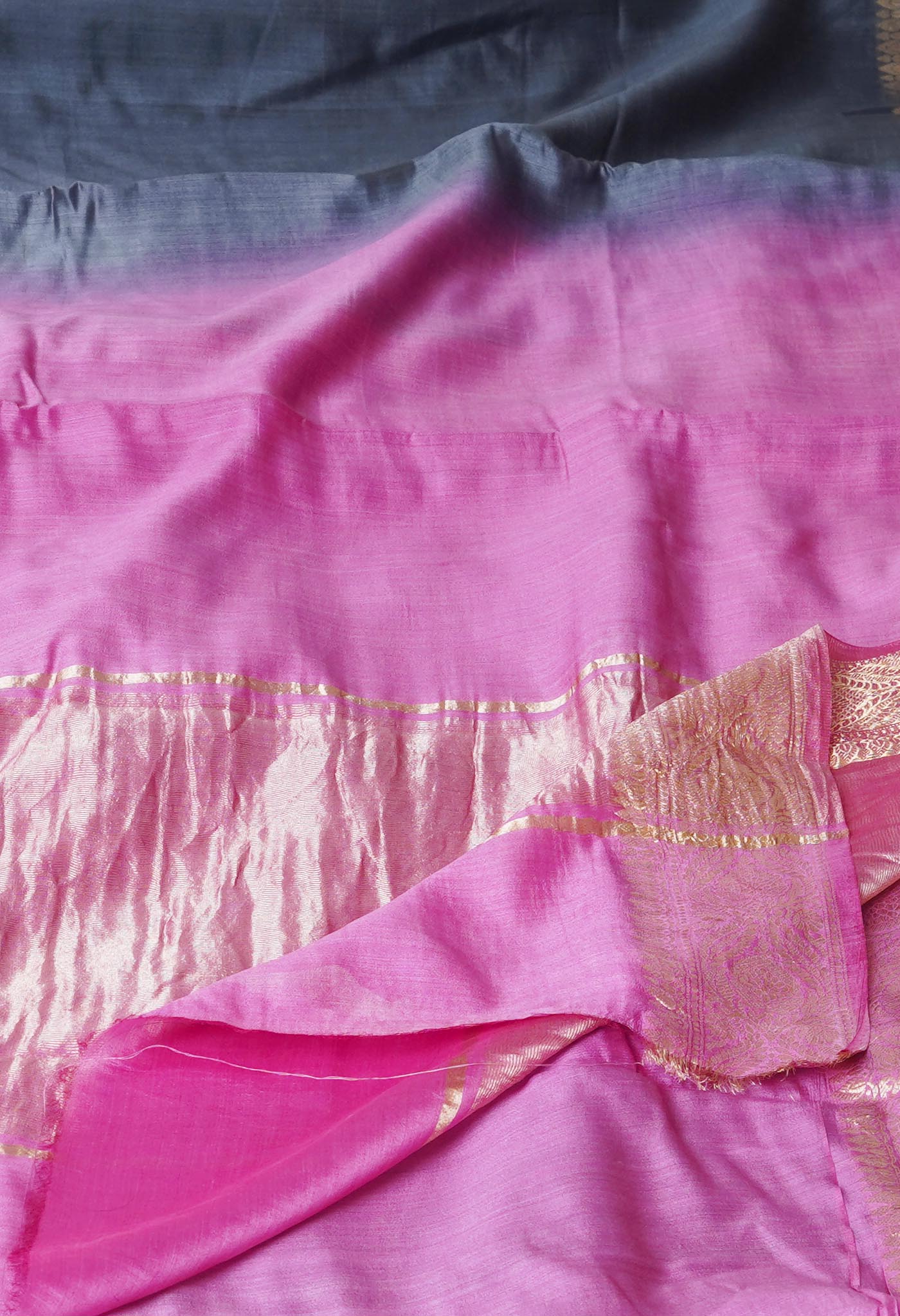 Grey Pure Dyed Banarasi Chiniya Silk Saree