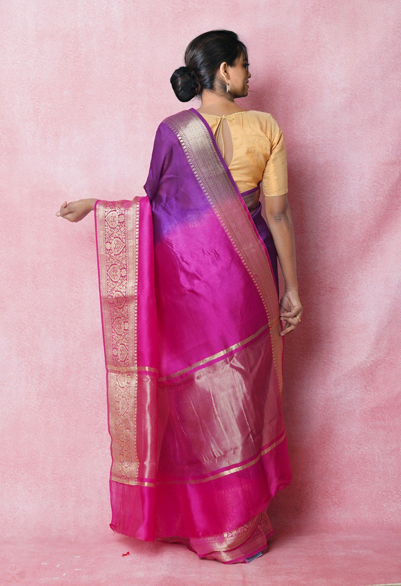 Purple Pure Dyed Banarasi Chiniya Silk Saree