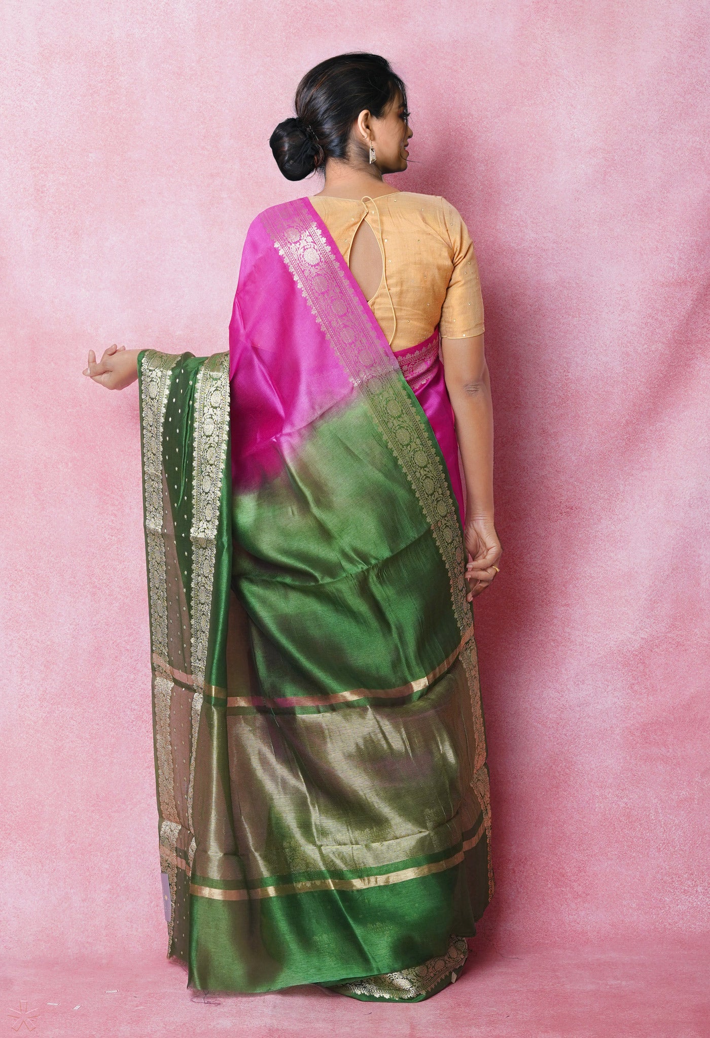 Pink Pure Dyed Banarasi Chiniya Silk Saree