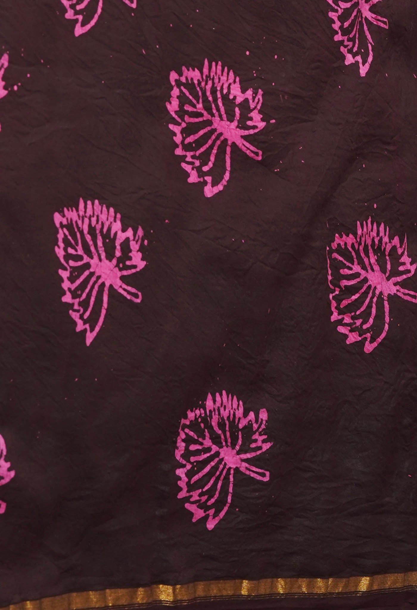 Pink Pure Batik Printed Chanderi Sico Saree