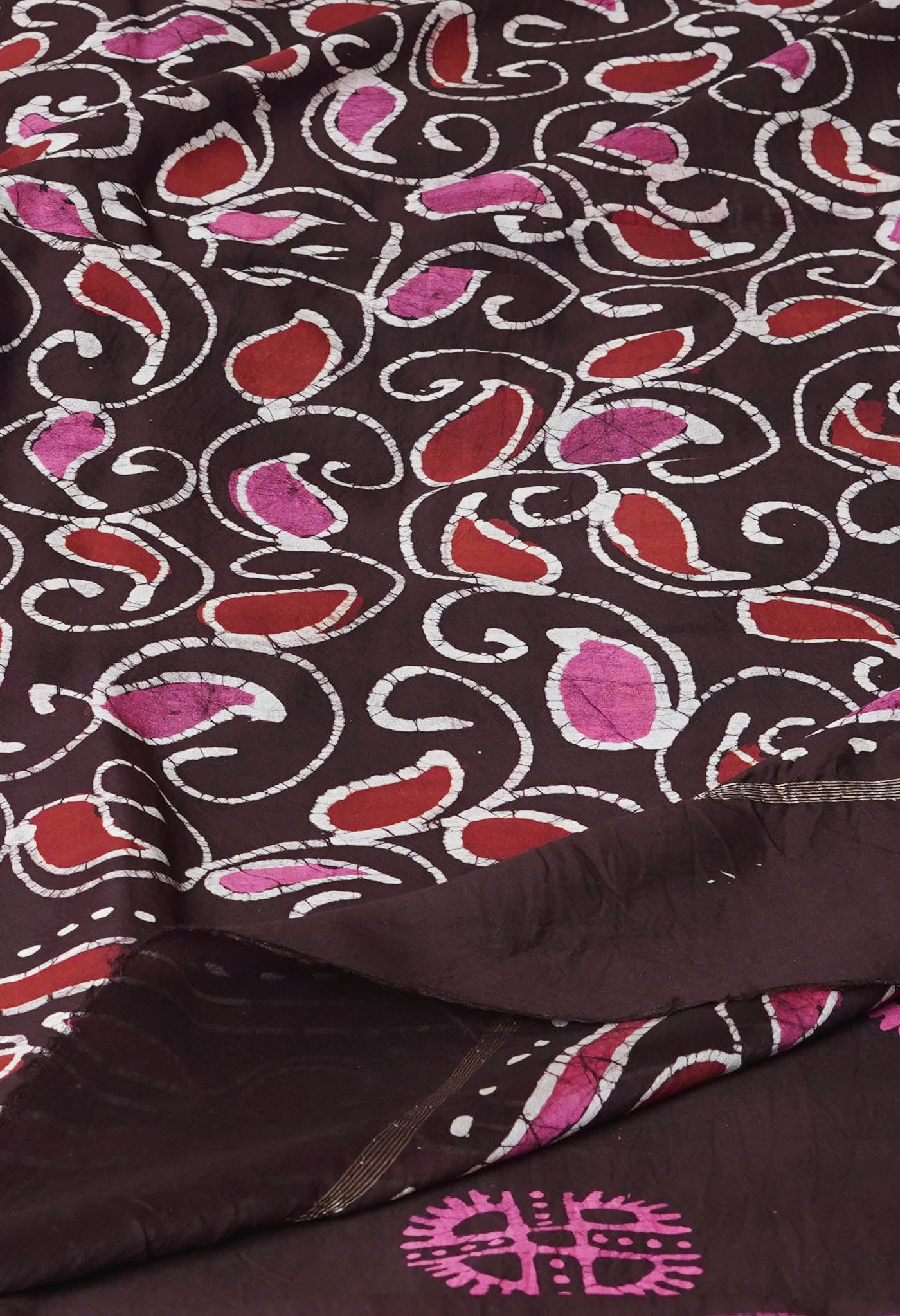Pink Pure Batik Printed Chanderi Sico Saree