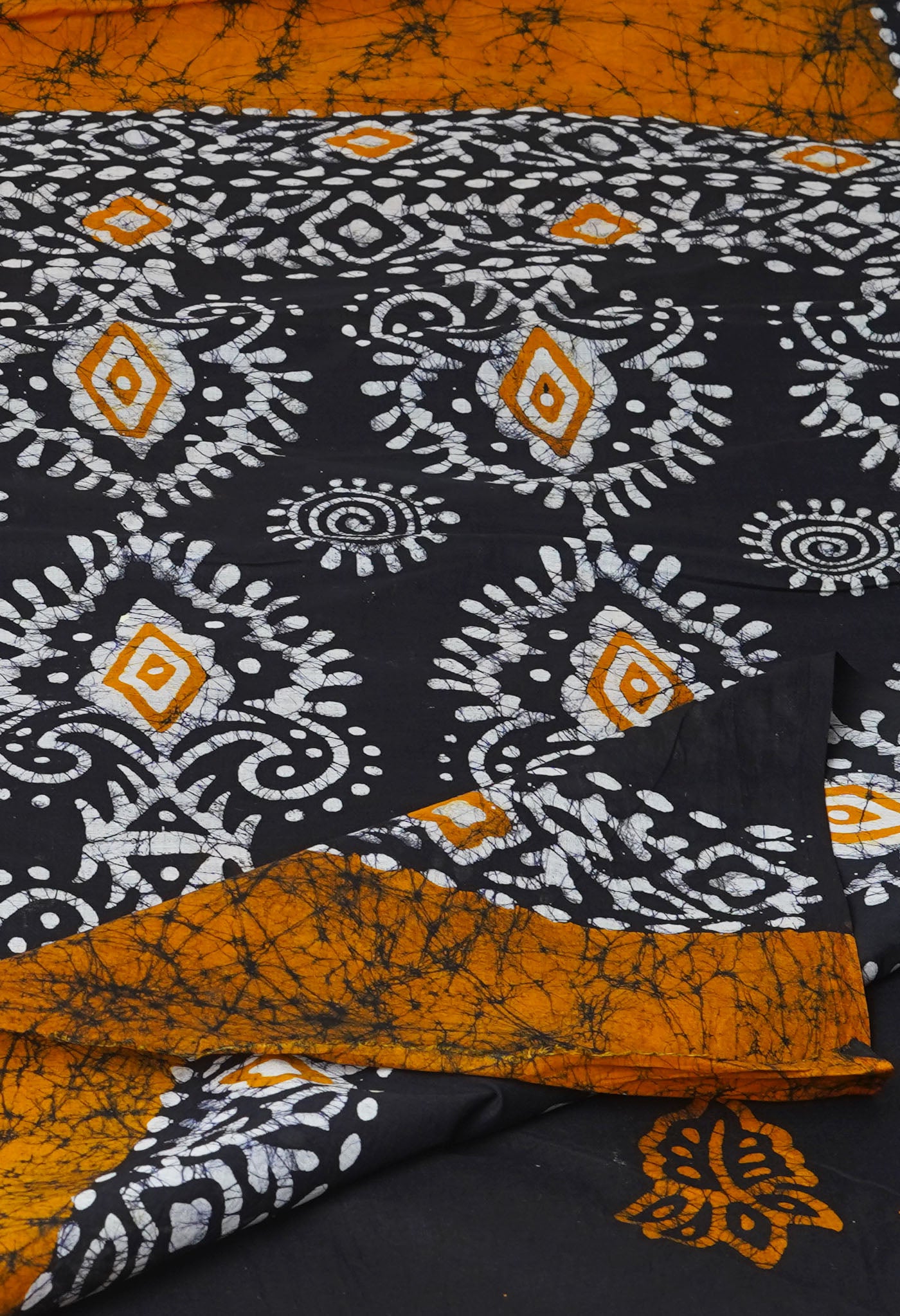 Yellow Pure Hand Block Printed Soft Cotton Saree