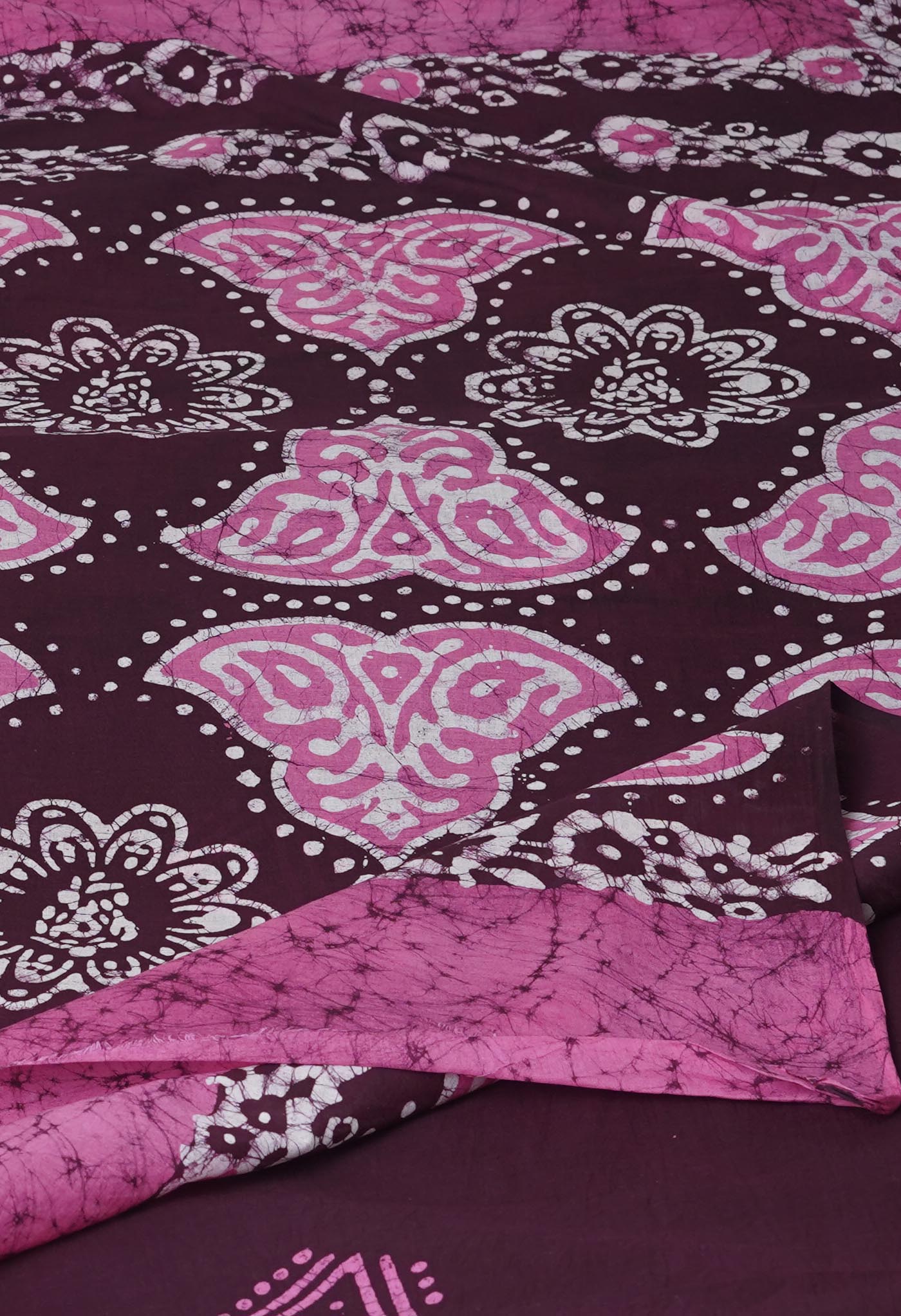 Pink Pure Batik Printed Soft Cotton Saree