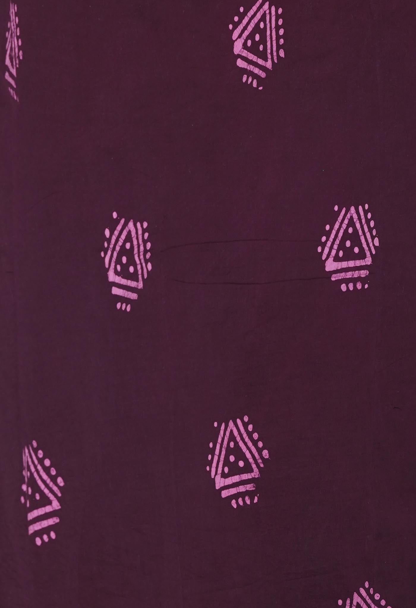 Pink Pure Batik Printed Soft Cotton Saree