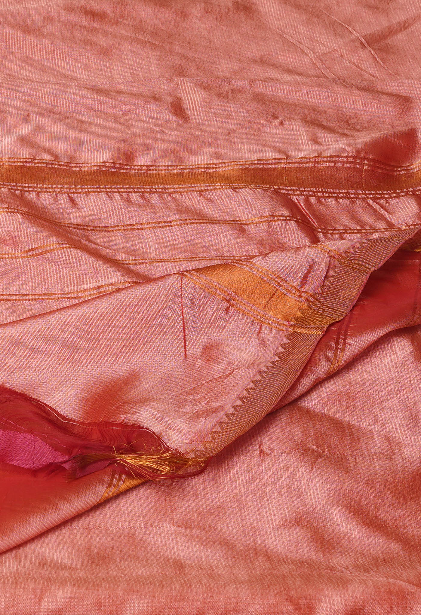 Peach Pink Pure Mangalgiri Soft Silk Saree