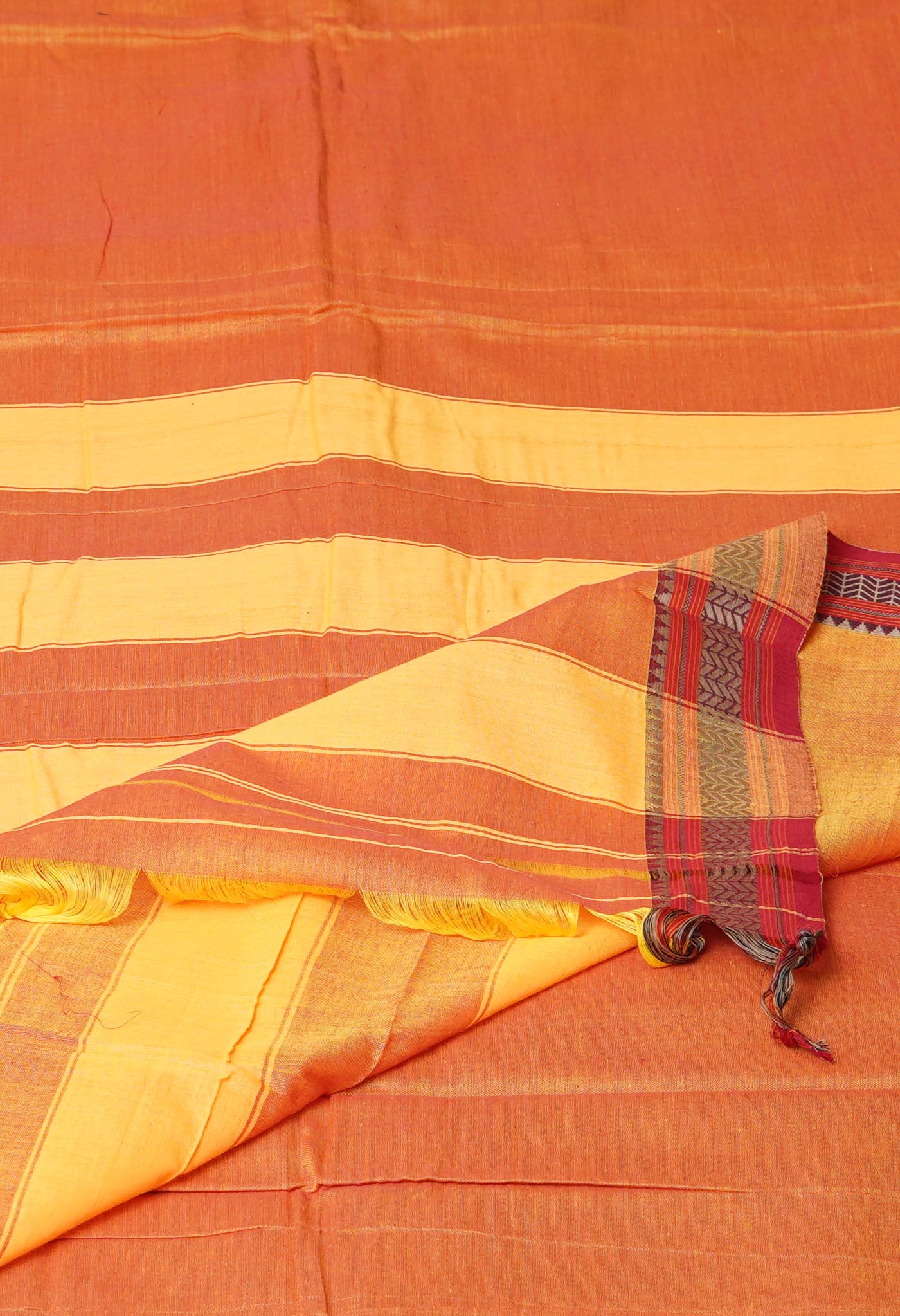 Orange Pure Handloom Narayani Cotton Saree