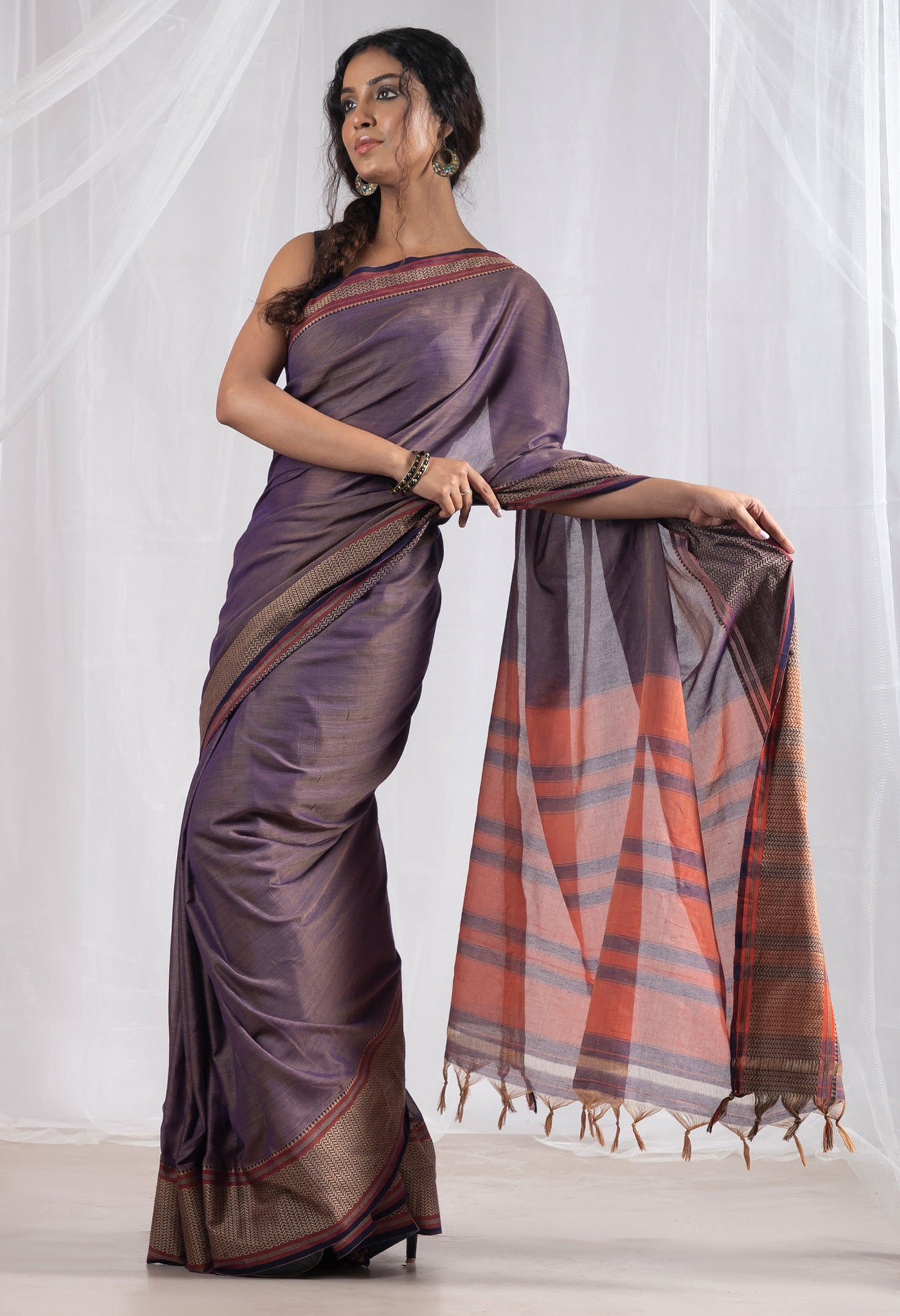 Light Purple Pure Handloom Narayani Cotton Saree