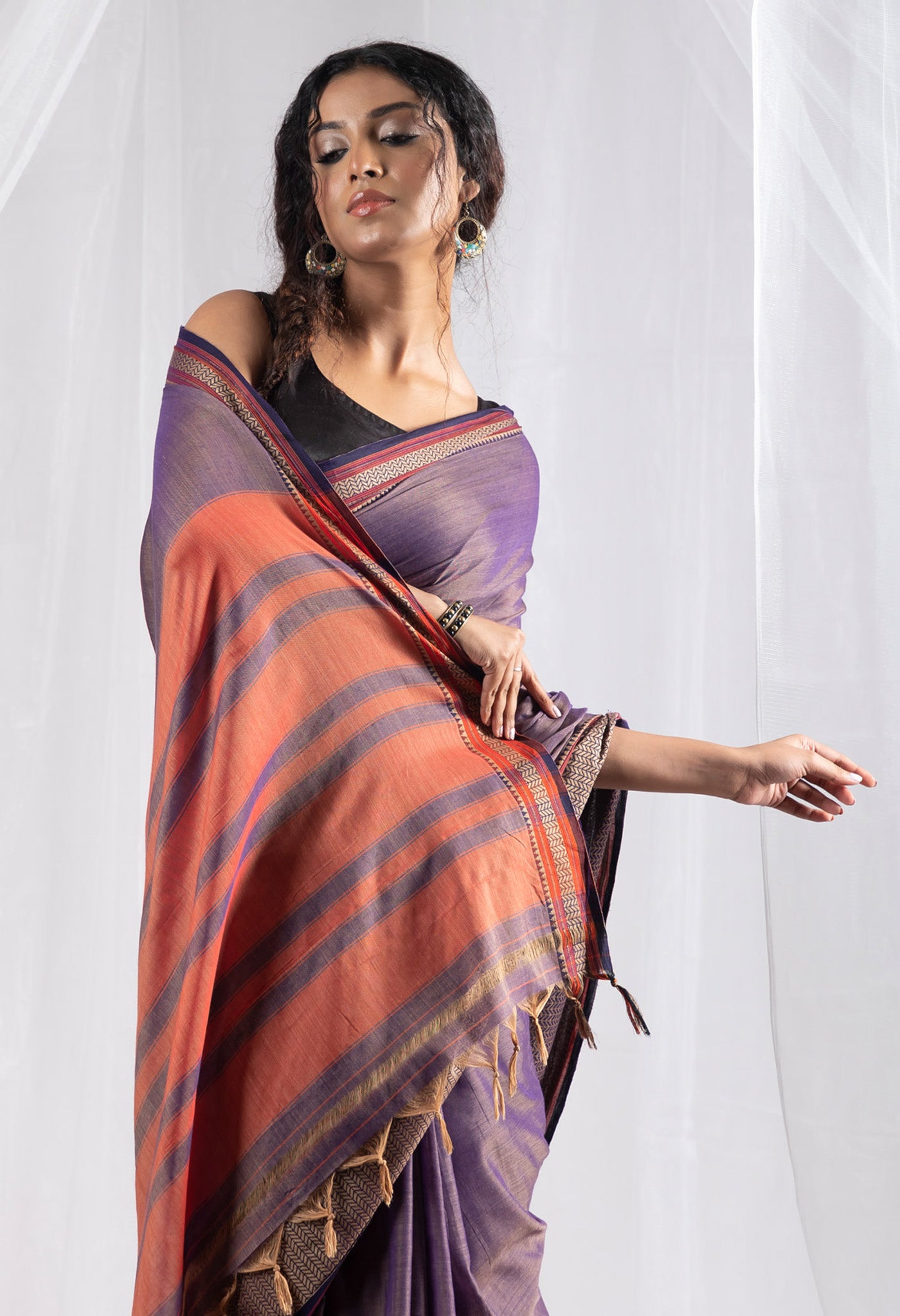 Light Purple Pure Handloom Narayani Cotton Saree