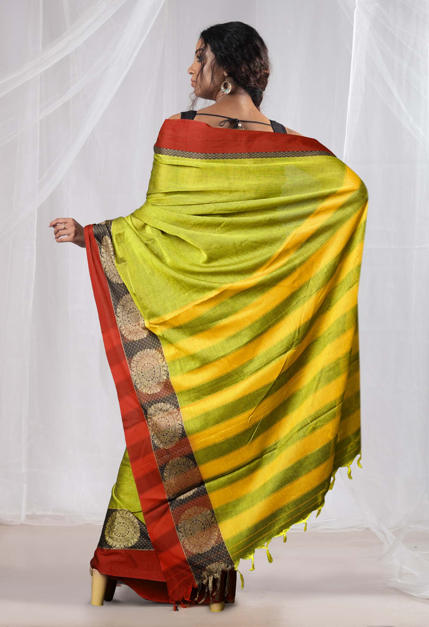 Light Green Pure Handloom Narayani Cotton Saree-UNM75636
