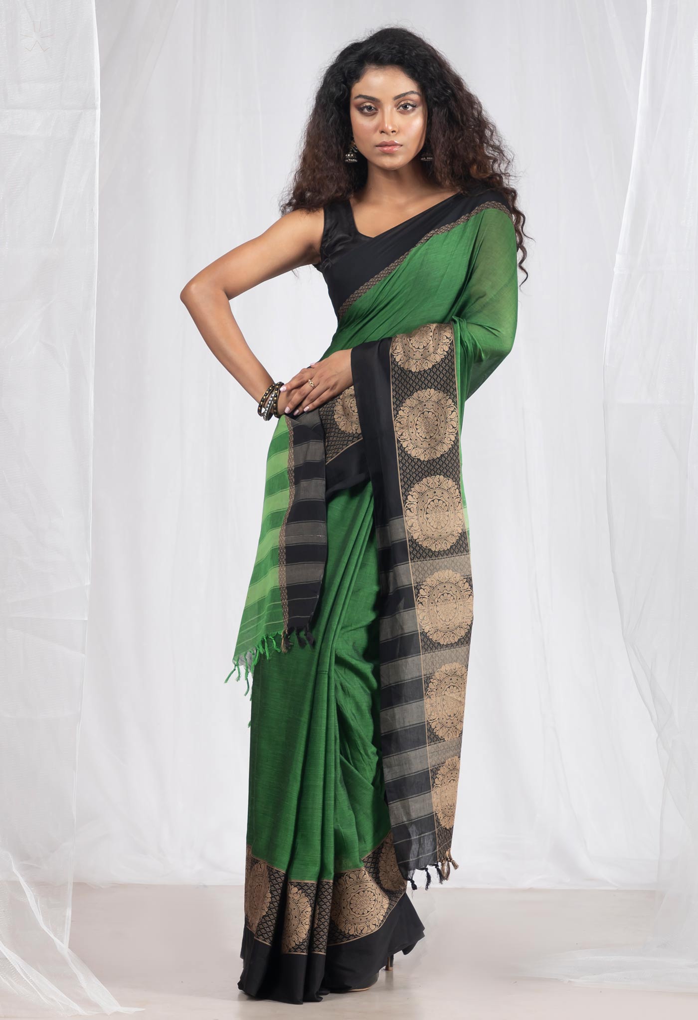 Green Pure Handloom Narayani Cotton Saree